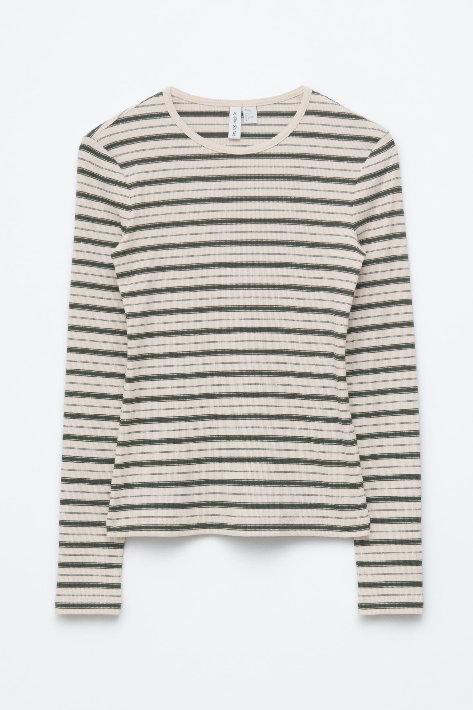 Geribbelde top met lange mouwen - Beige/zwarte strepen/Wit/Pastelgeel/Bruin/witte strepen/Donkerbruin/Lichtgrijs/Zwart - 2