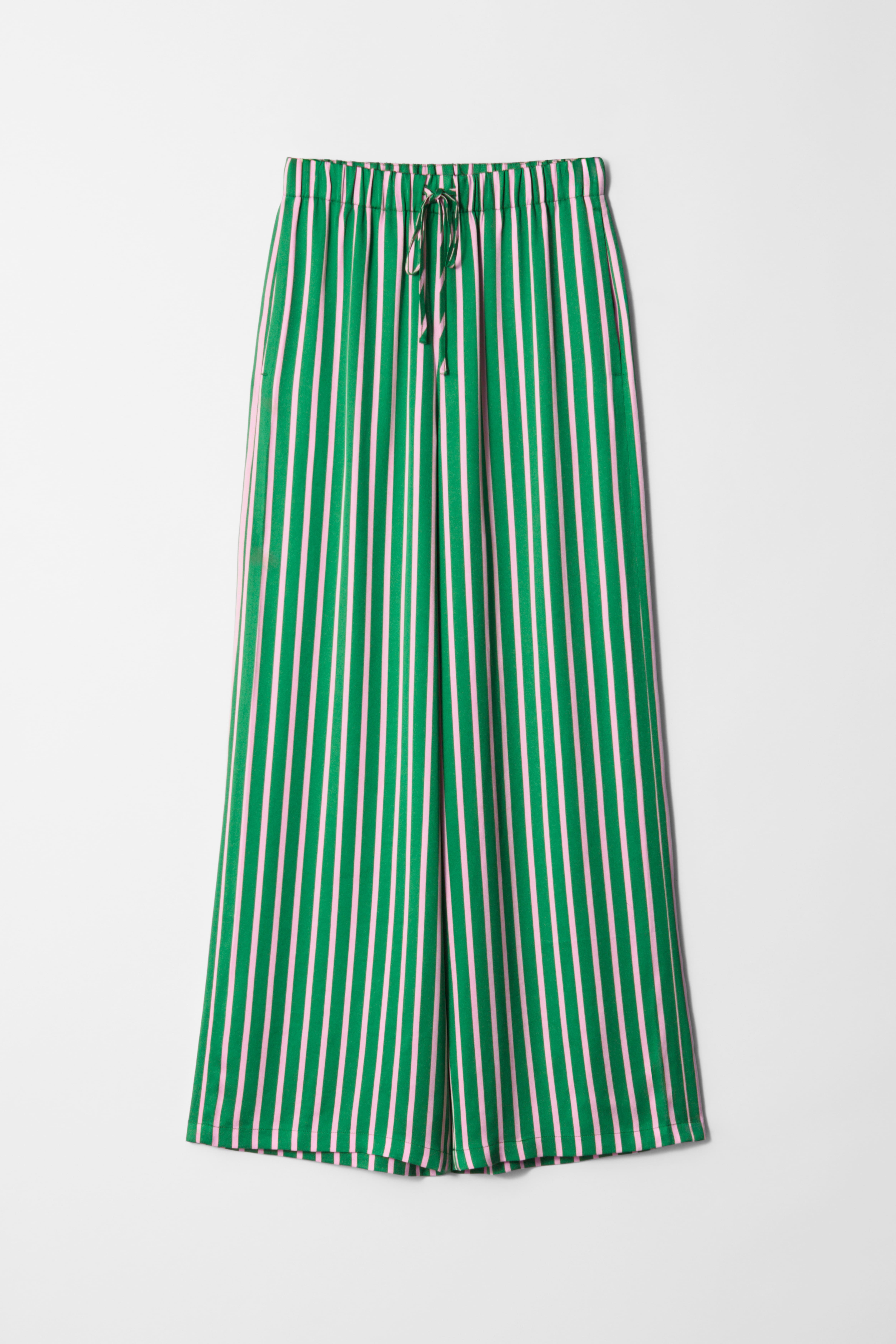 Byxa i satin med dragsko - Grön/rosarandig