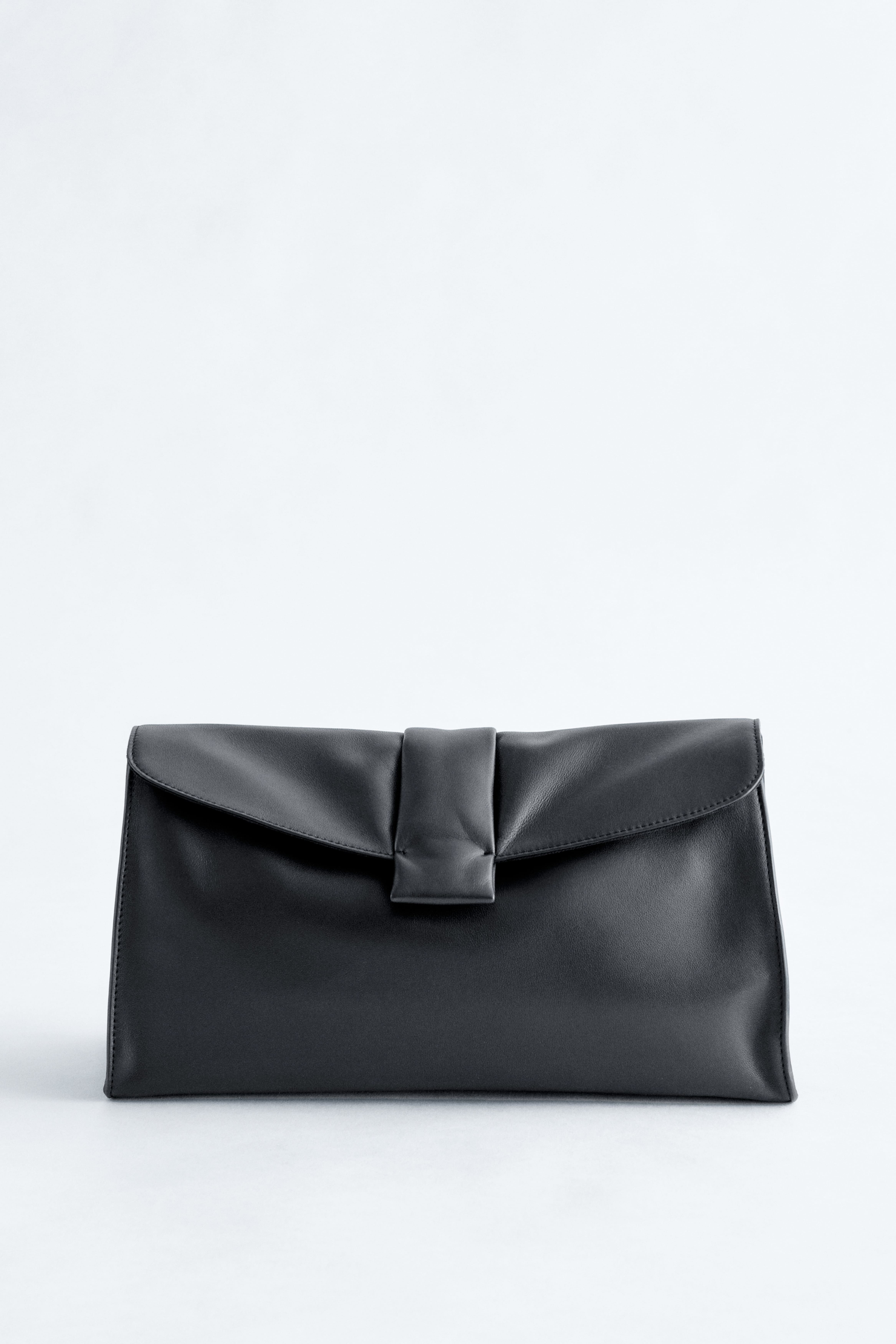 Clutch aus weichem Leder - Schwarz/Taupe