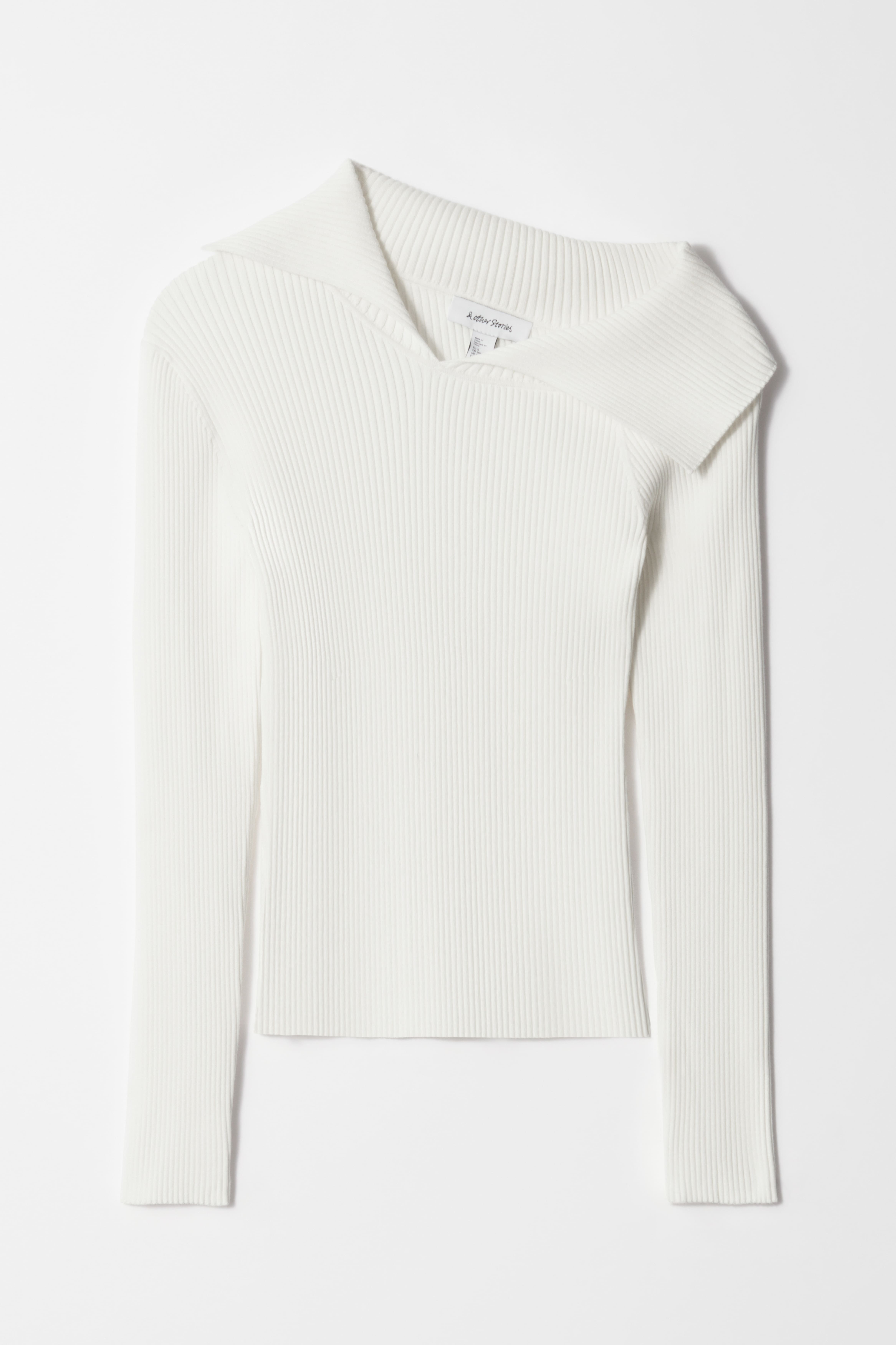 Schulterfreies Rippstrick-Oberteil - Weiß