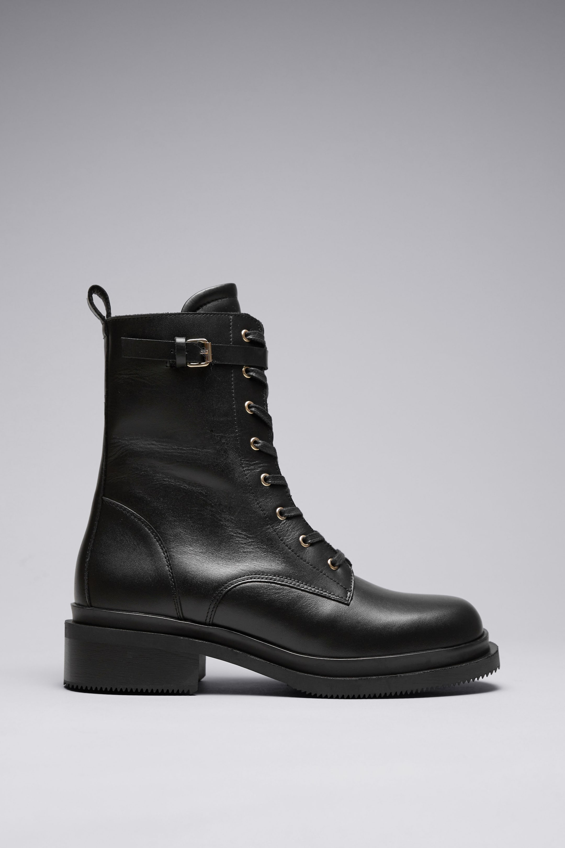 Snørestøvler i læder - hæl - Sort - DAME | H&M DK