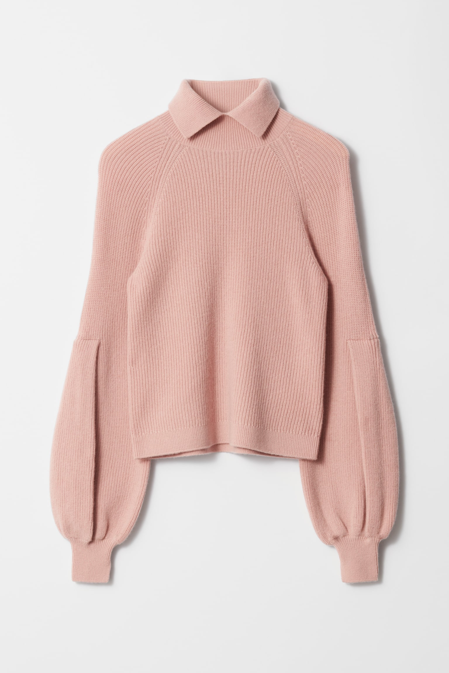 Collared Puff-Sleeve Jumper - Dusty Pink/Black - 2