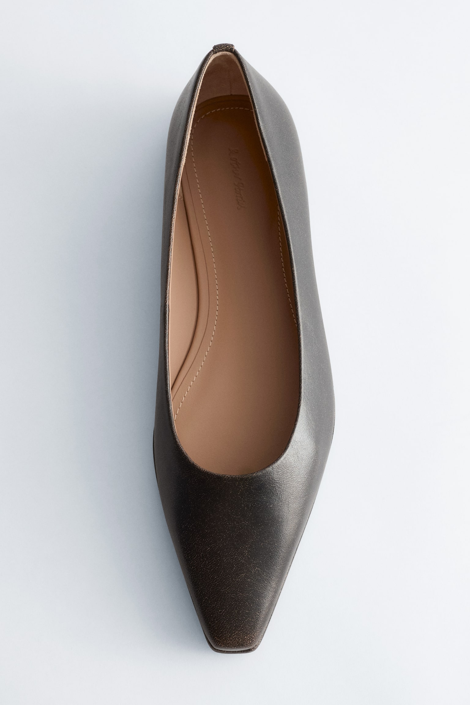 Flache Ballerinas aus Leder - Schwarz/Used-Look/Dunkelbraun - 5