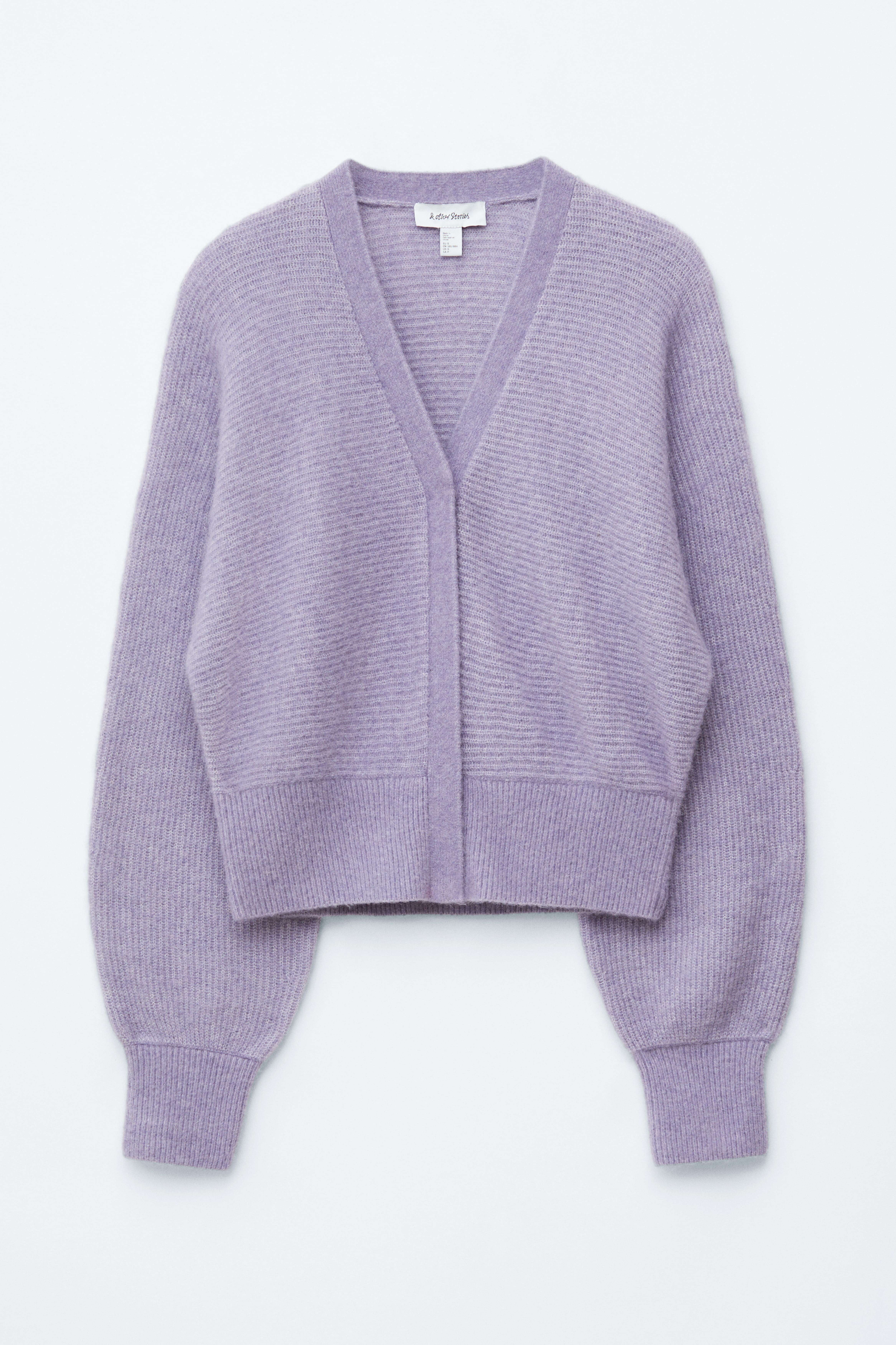 Strickjacke aus Alpakamischung - Helllila/Braun
