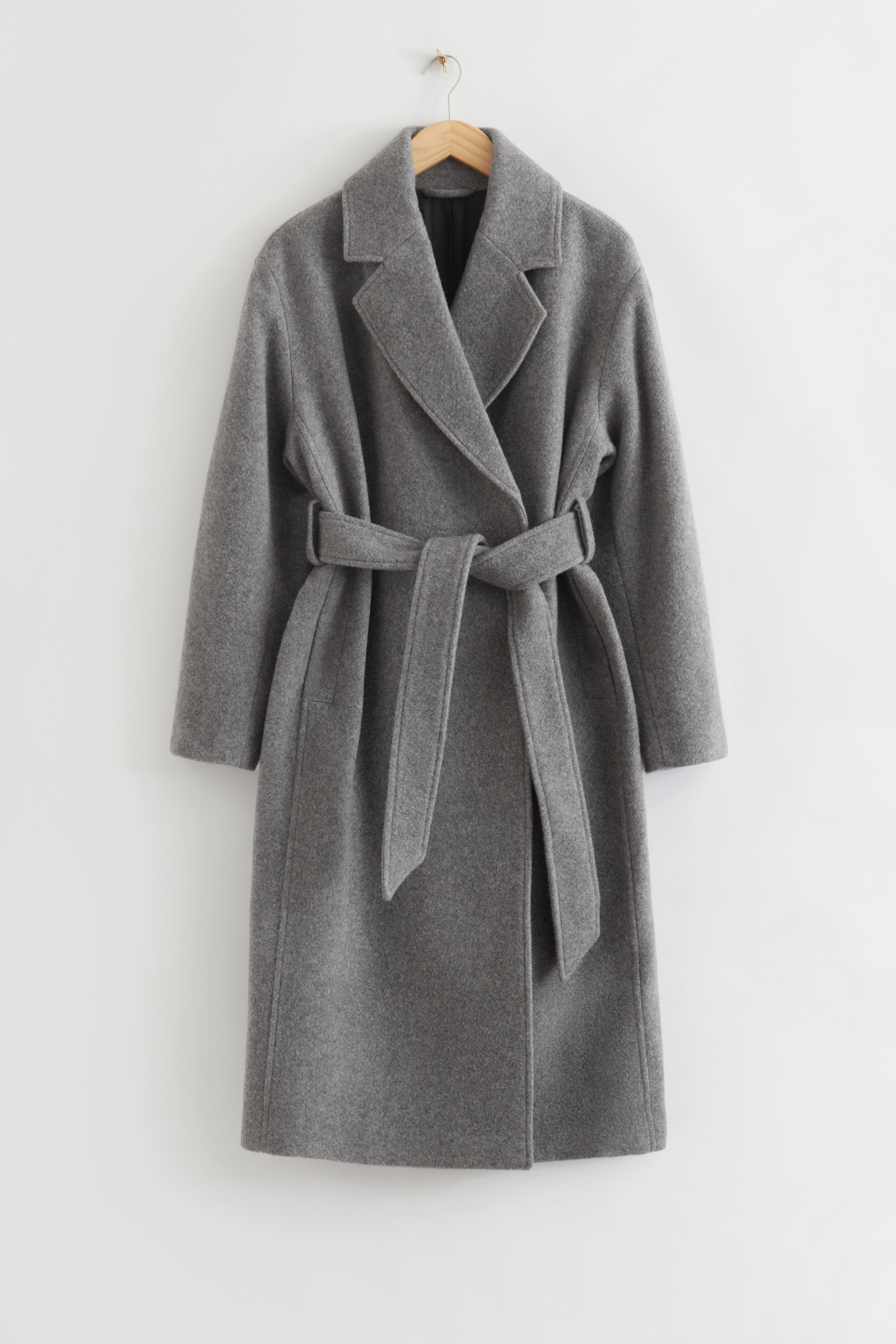 Ladies grey wrap coat best sale