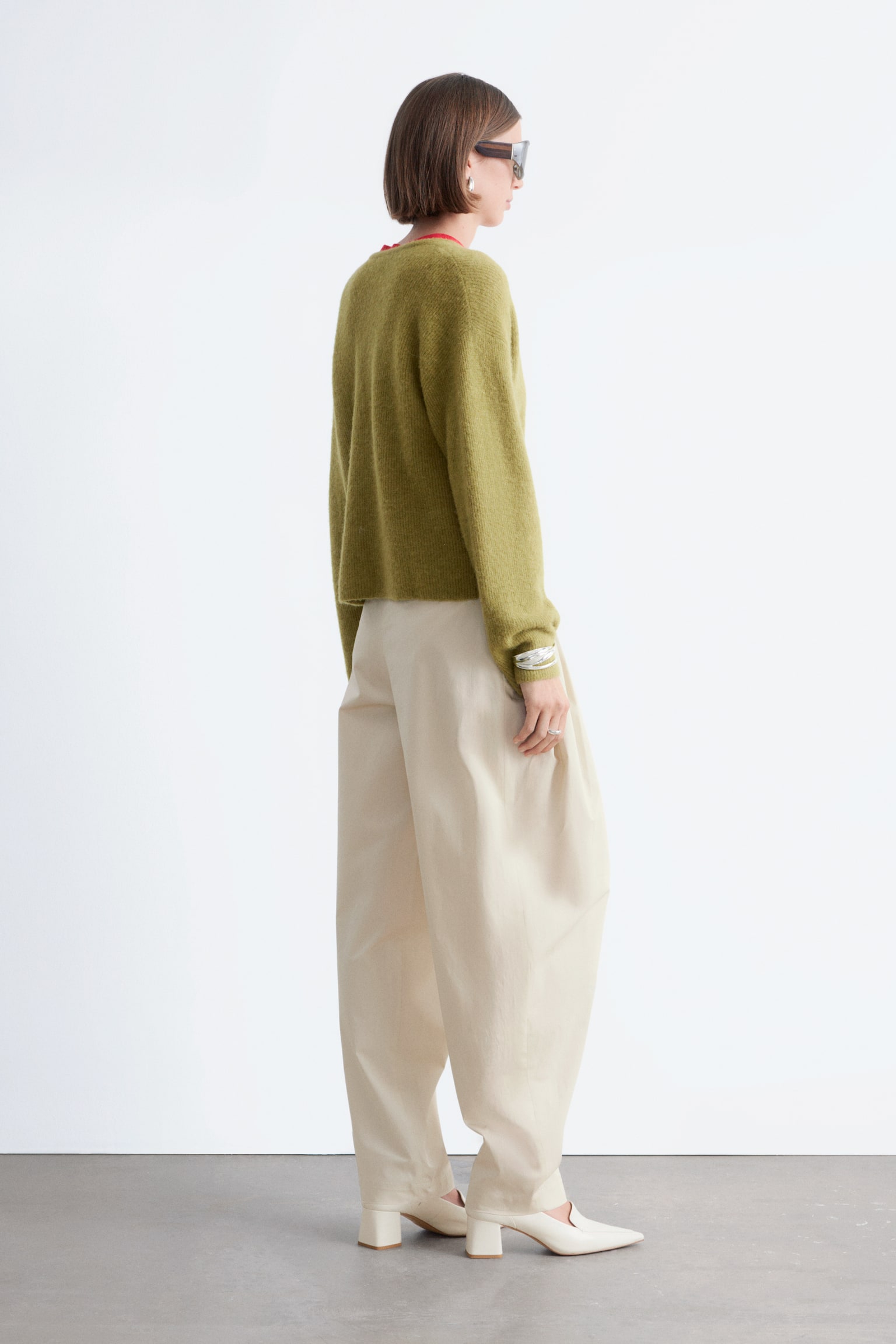 Gebreid vest van alpacawolmix - Groen/Oudroze/Pastelgeel/Wit/Beige/Grijs/Taupe-bruin - 6