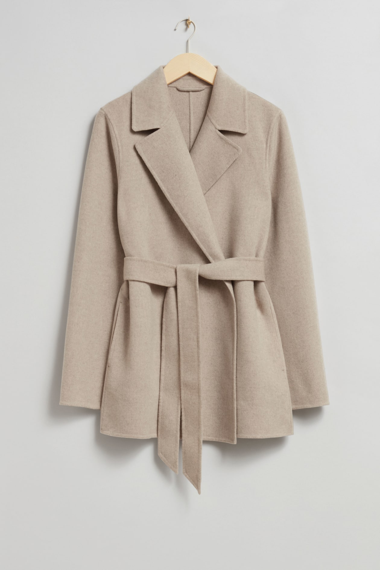 Gürtel Wollmantel Damen Beige Kurz Kurzer Wollmantel Mit Gürtel