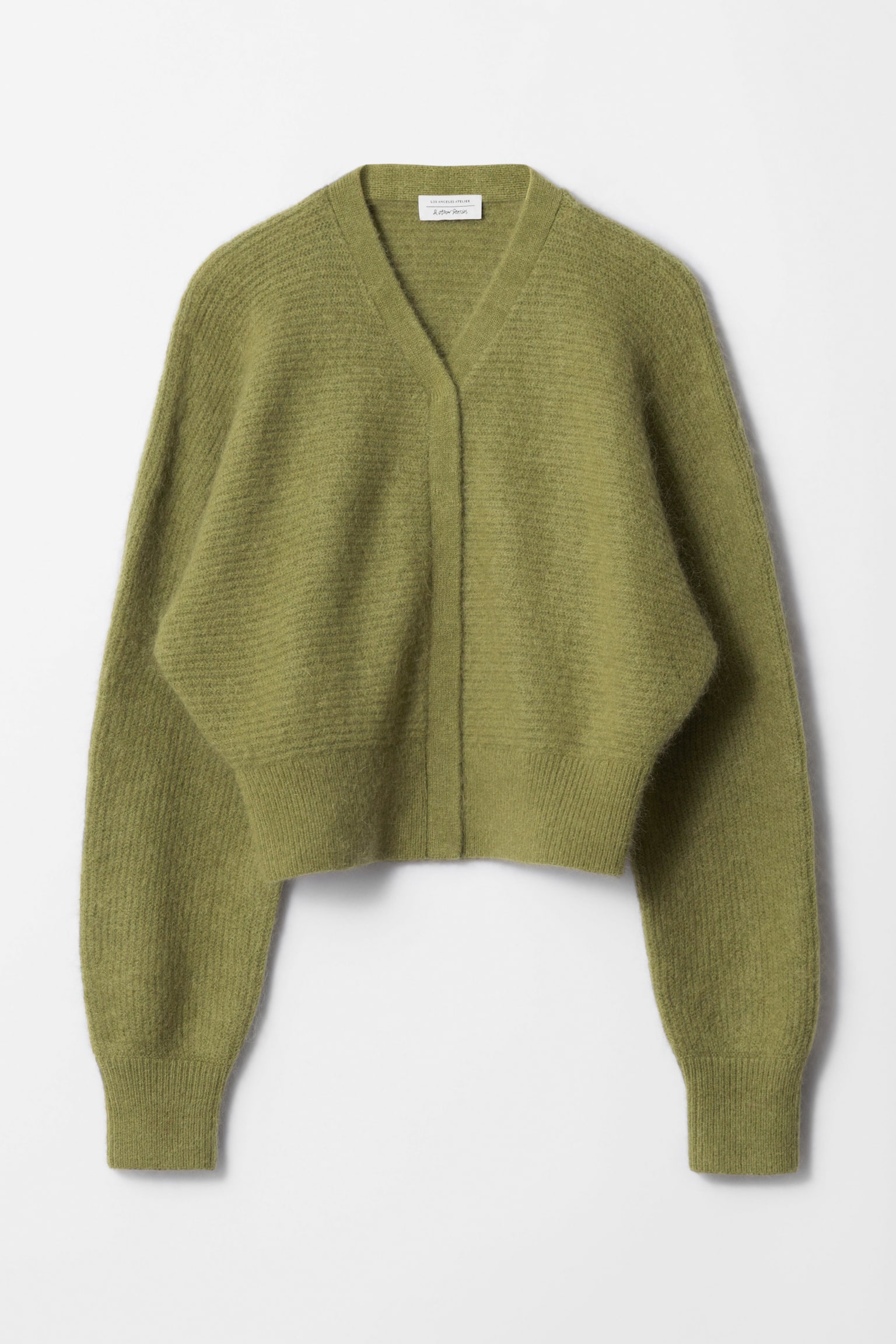 Mohair-Blend Rib-Knit Cardigan - Green/Blue/Red - 2