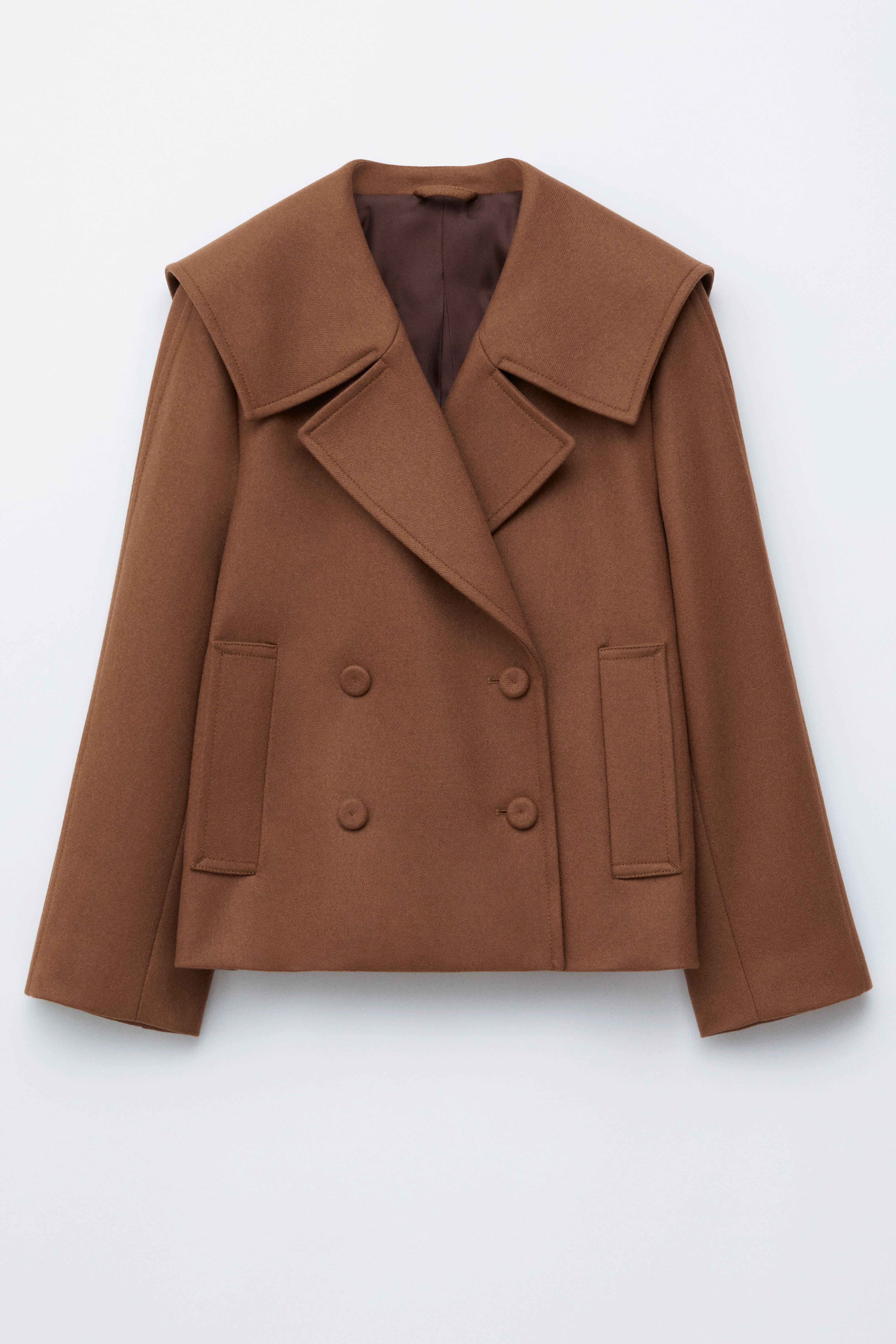 Double-breasted wollen jasje - Lichtbruin/Zwart