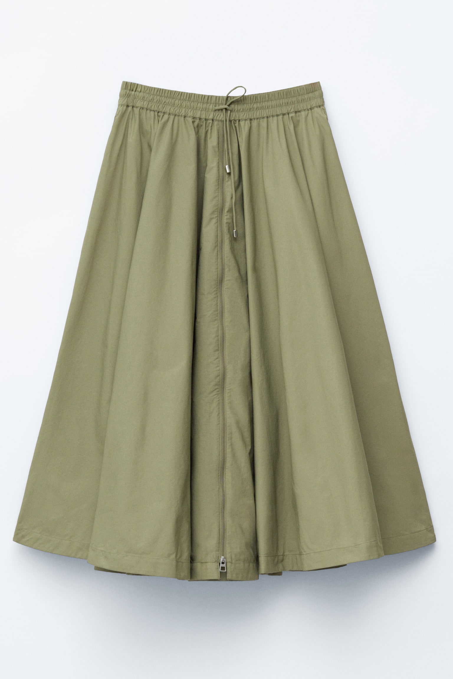 Midirock in A-Linie mit Kordelzug - Khaki/Schwarz - 2