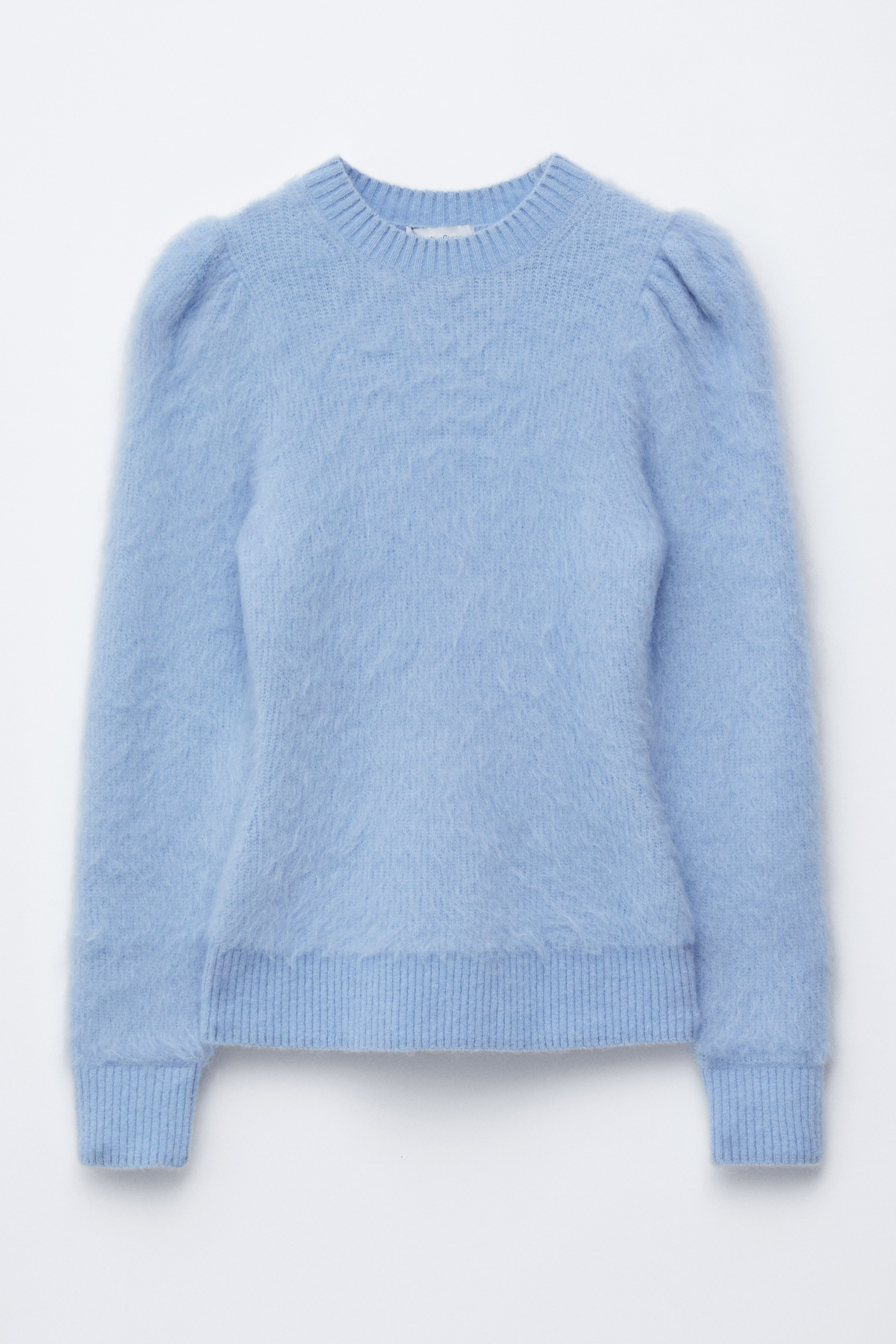 Maglione in misto mohair con maniche a sbuffo - Azzurro/Bianco