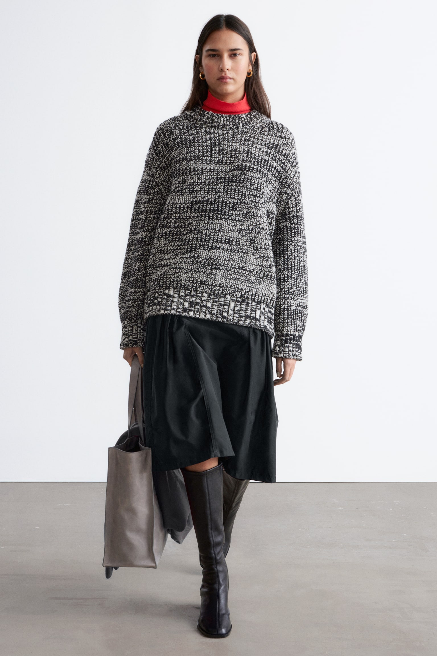 Maglione in lana oversize - Nero/Bianco - 6