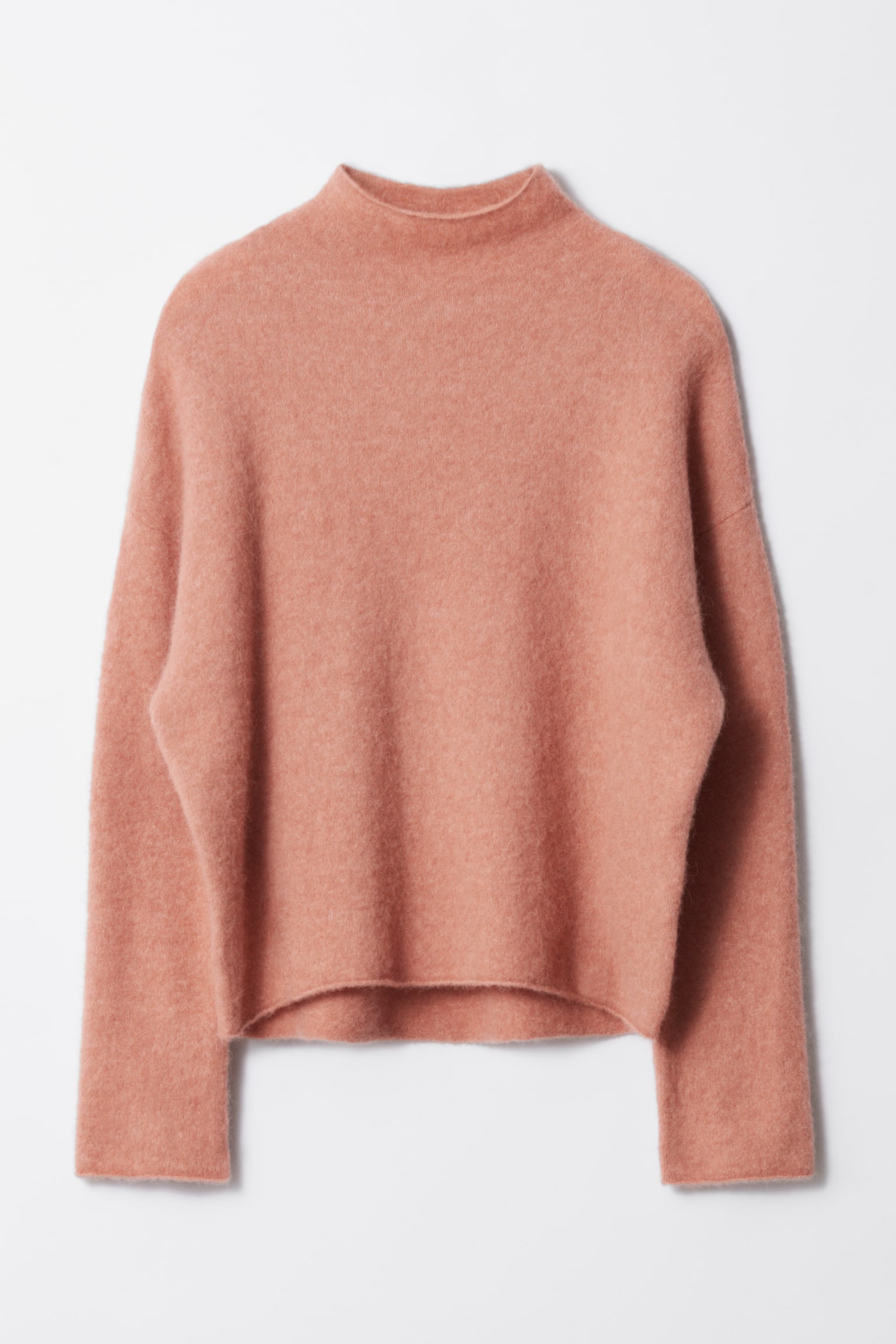 High-Neck Alpaca-Knit Jumper - Orange/Grey