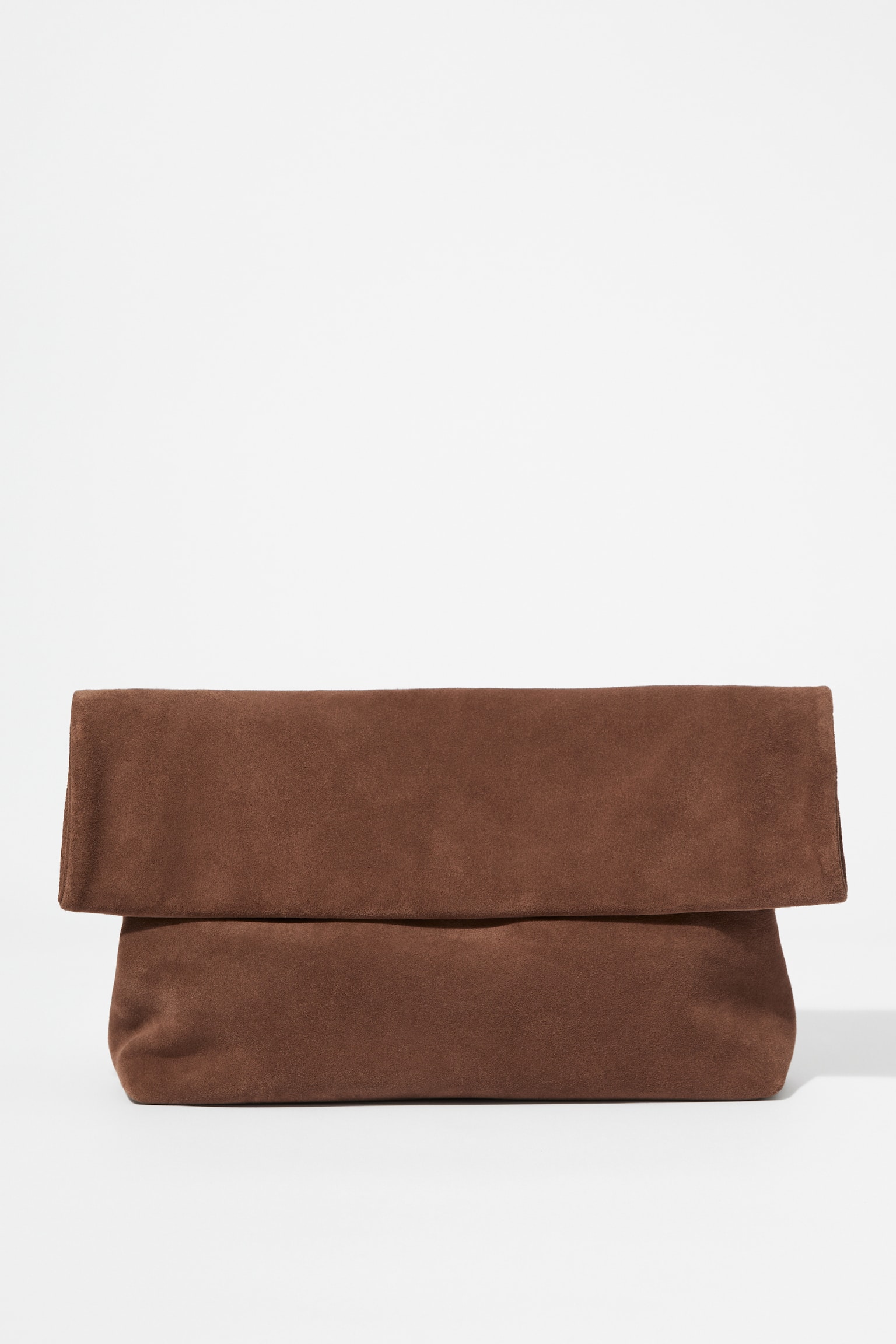 Folded Suede Clutch - Brown suede/Burgundy - 2