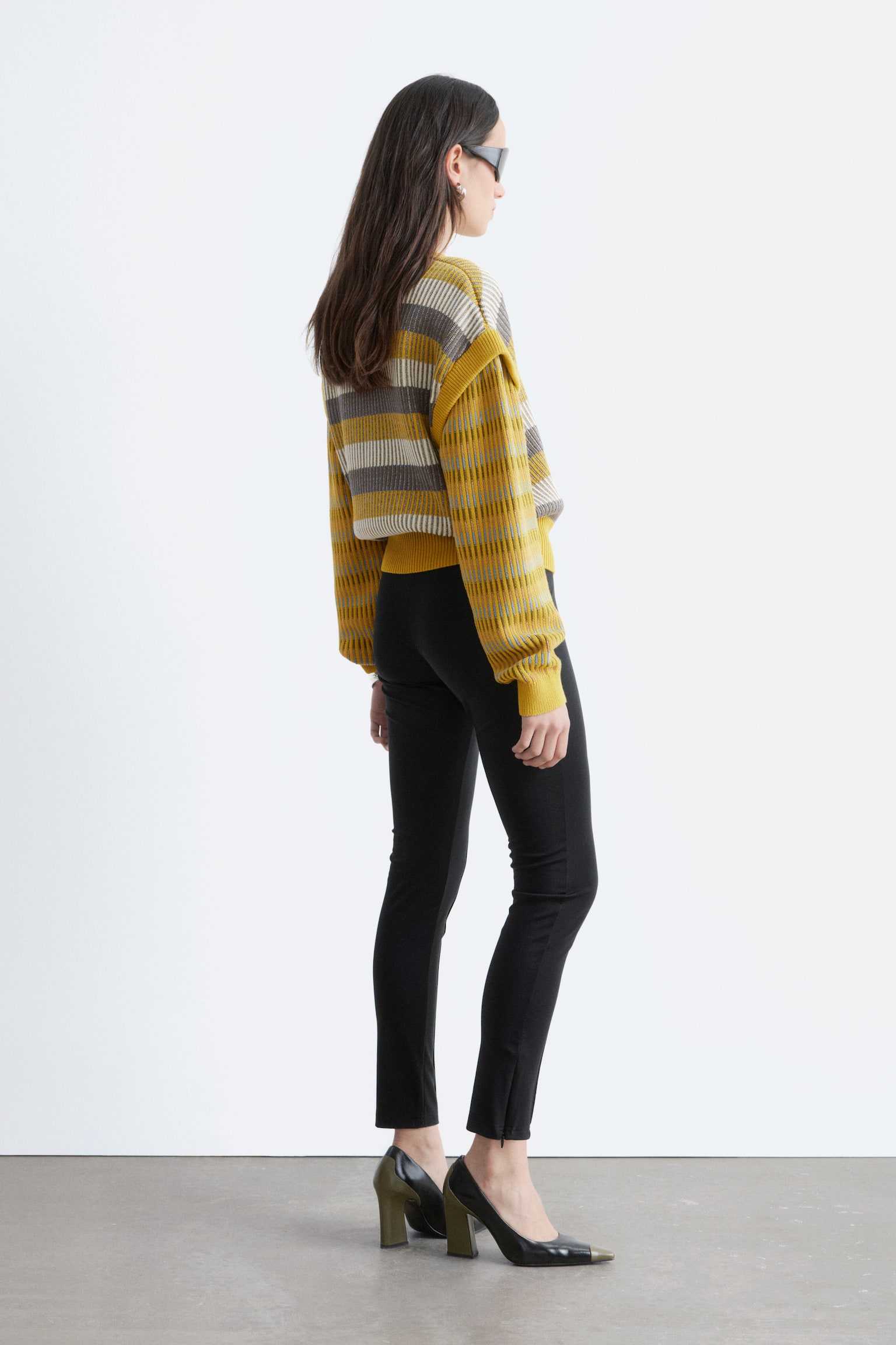 Maglione a pannelli con motivo a righe - Righe giallo/grigio/Beige/Righe multicolore - 5