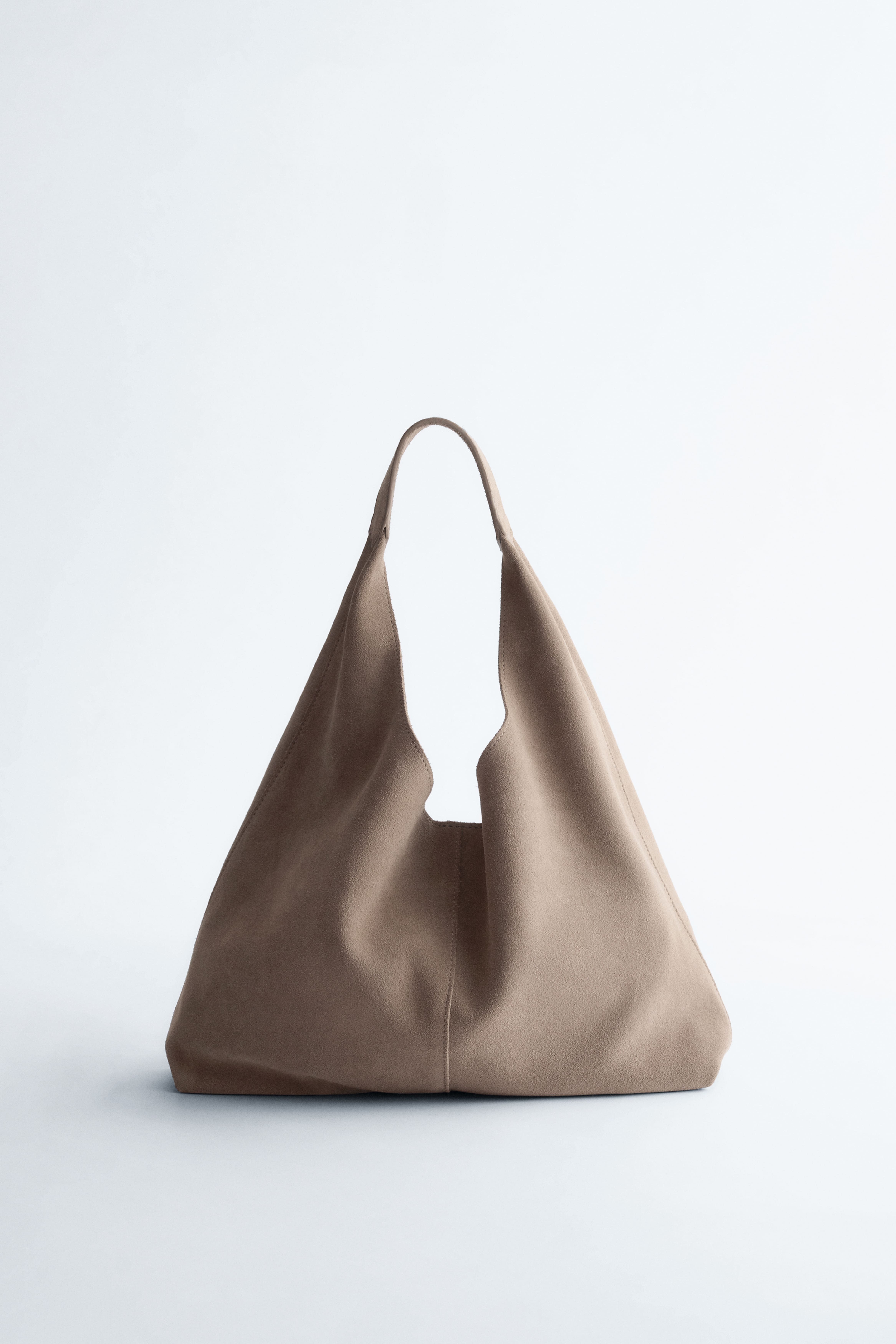 Klassische Tragetasche aus Veloursleder - Beige/Braun/Grün/Rost