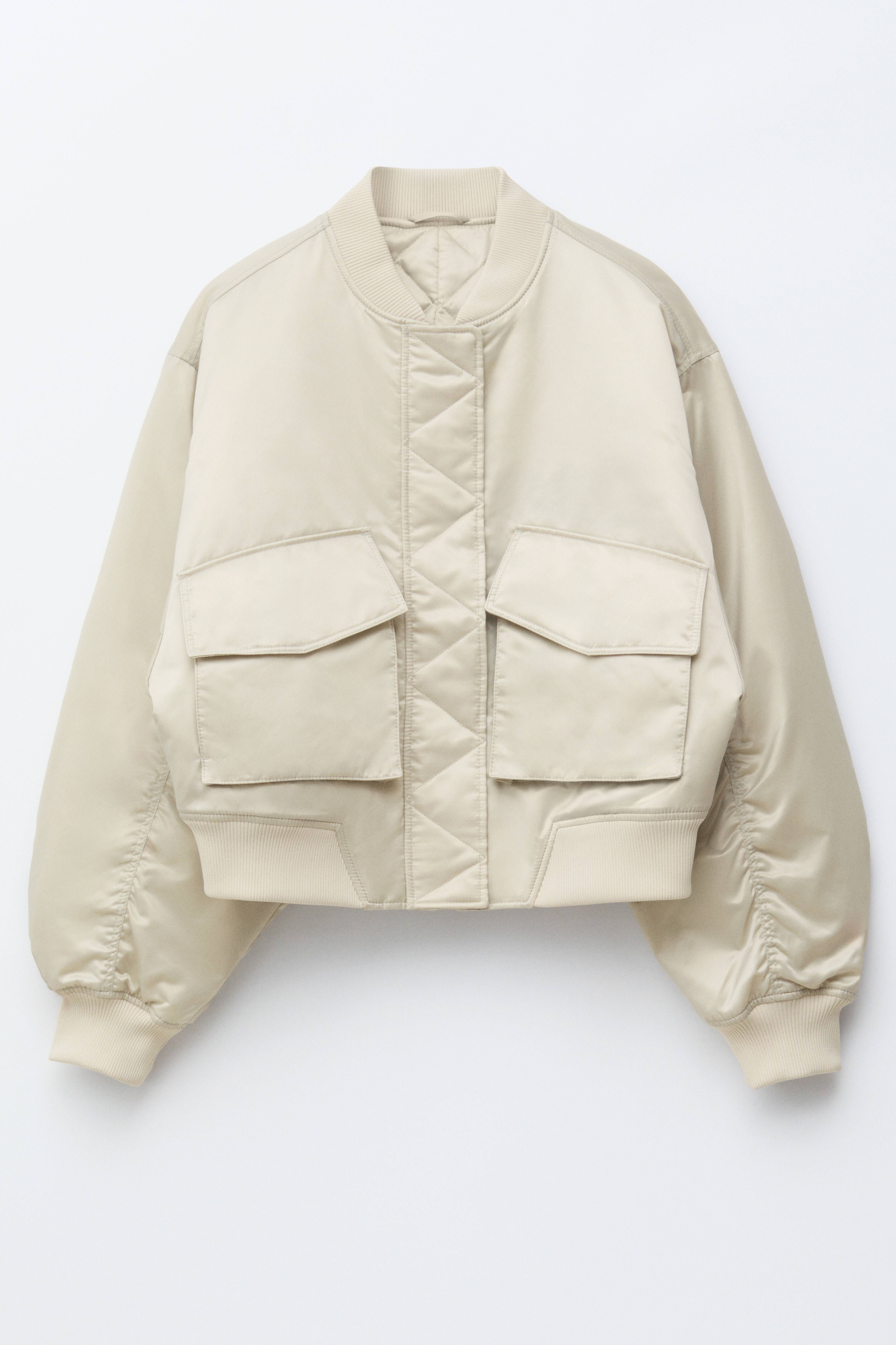 Padded Bomber Jacket - Beige
