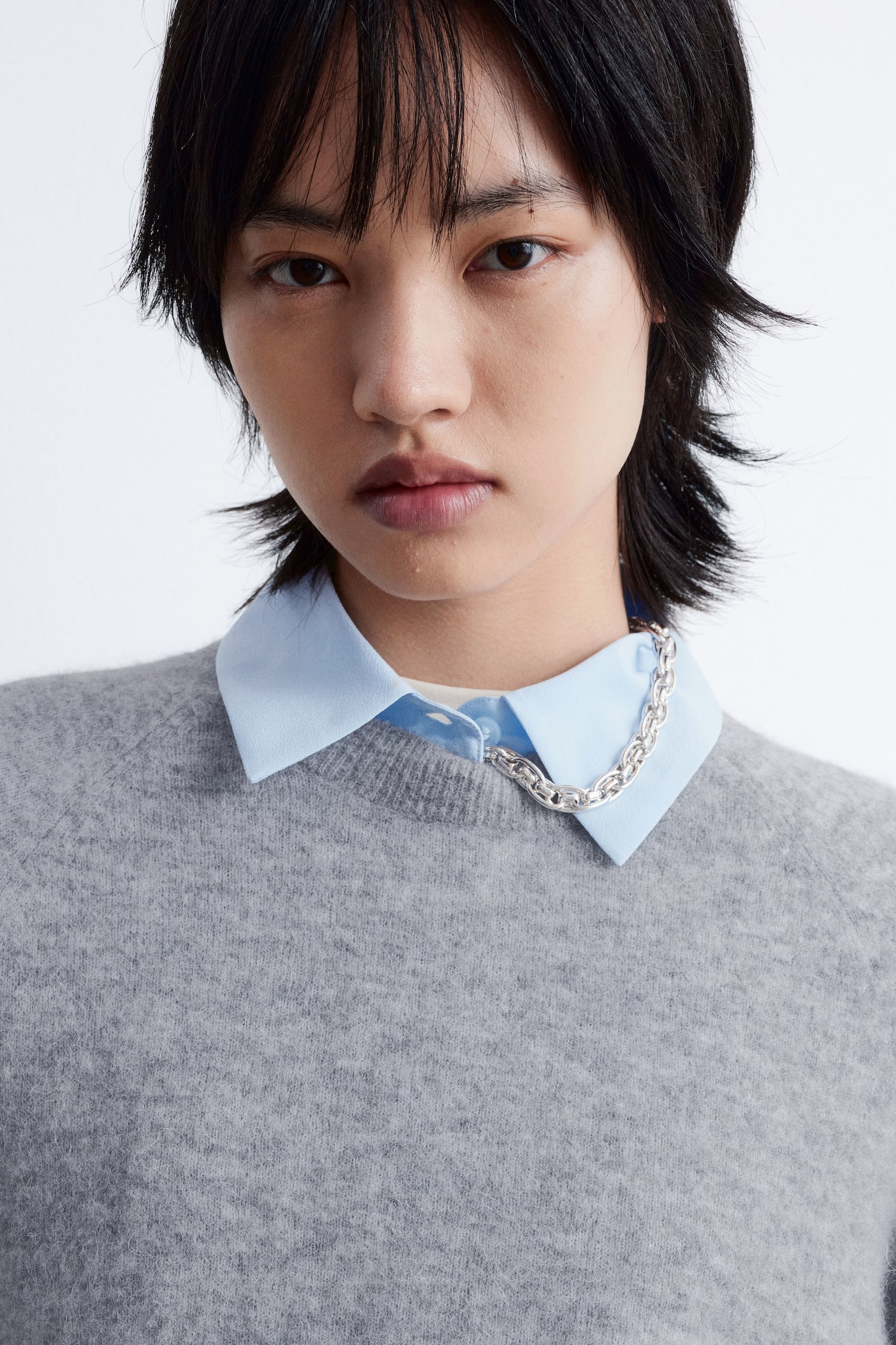 Strickoberteil aus Alpaka-Mix - Grau/Graubraun/Weinrot/Hellbeige/Rot - 4