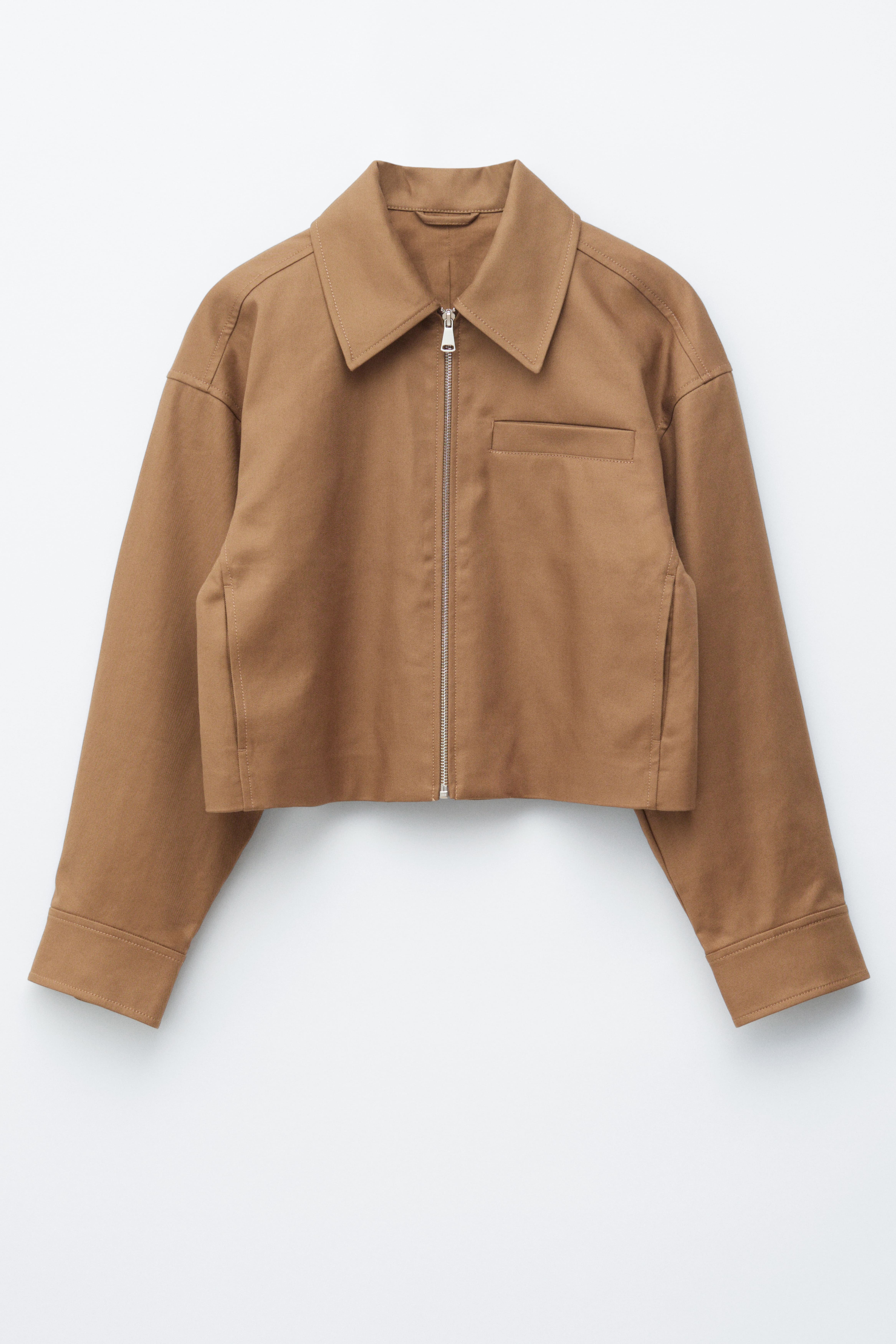 Kurze Twilljacke - Dunkelbeige