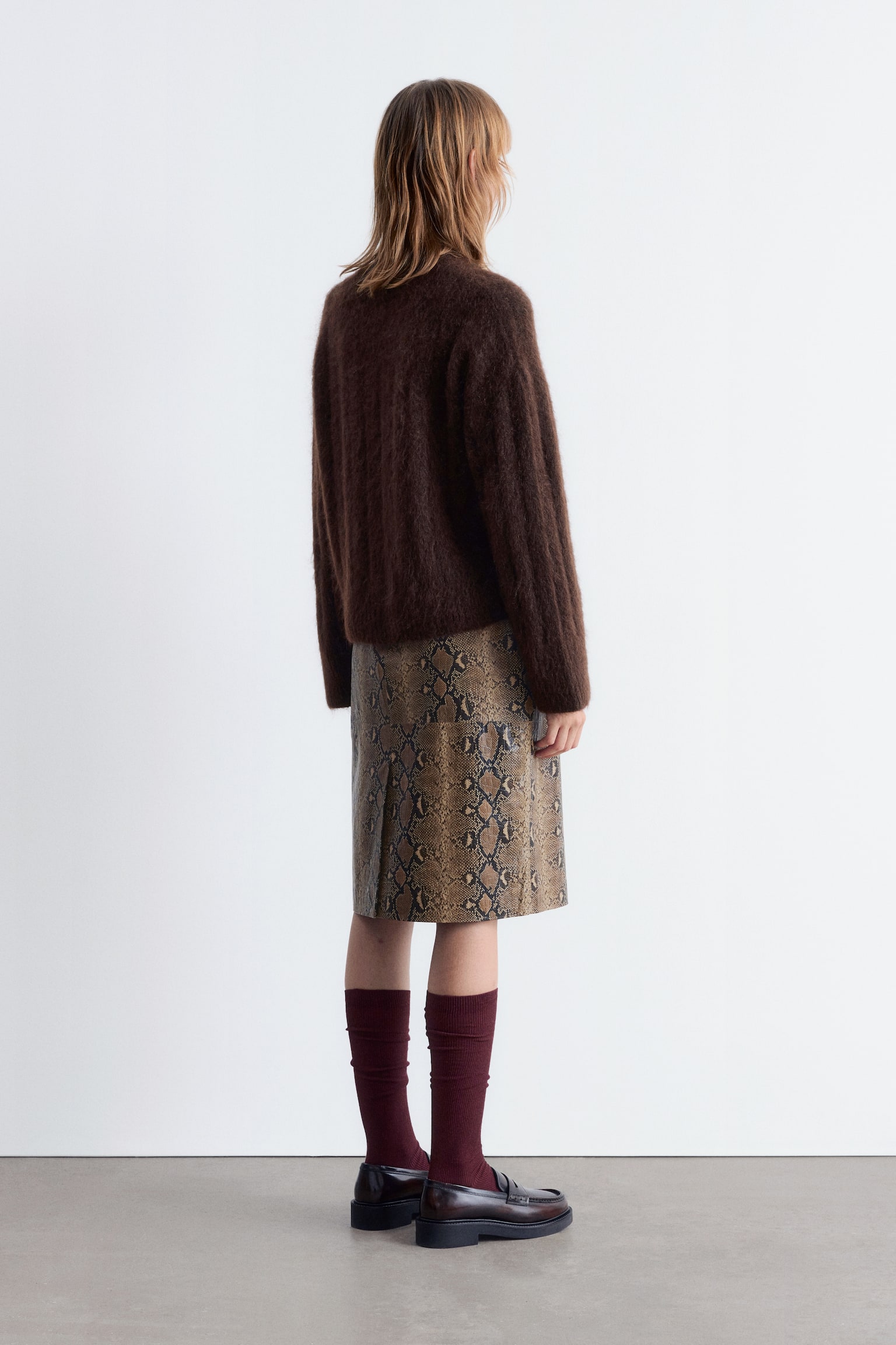 Ribgebreide trui van een mohairmix - Donkerbruin/Crème/Donkerbeige - 5