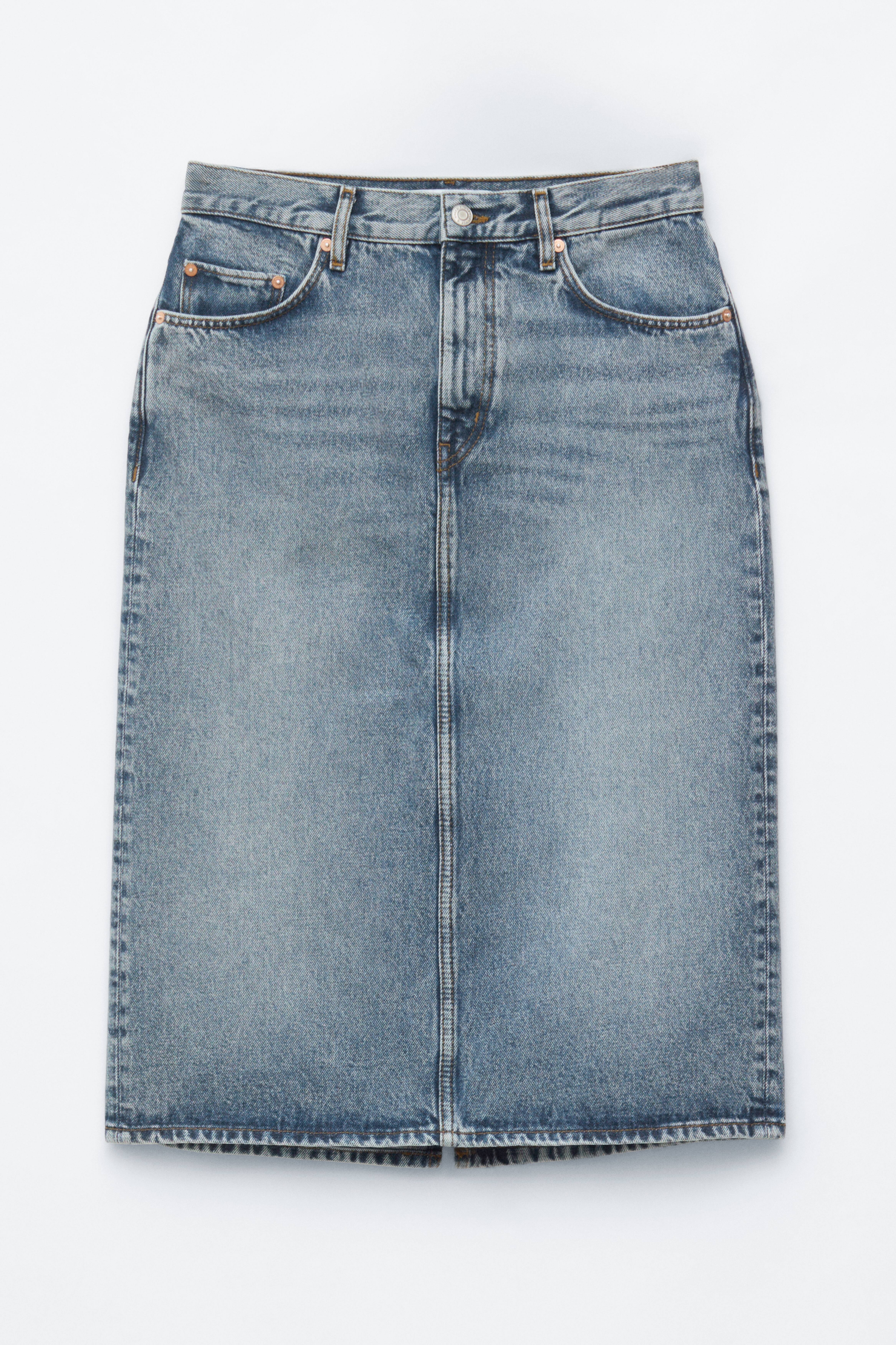 Jupe midi en jean - Bleu poudré