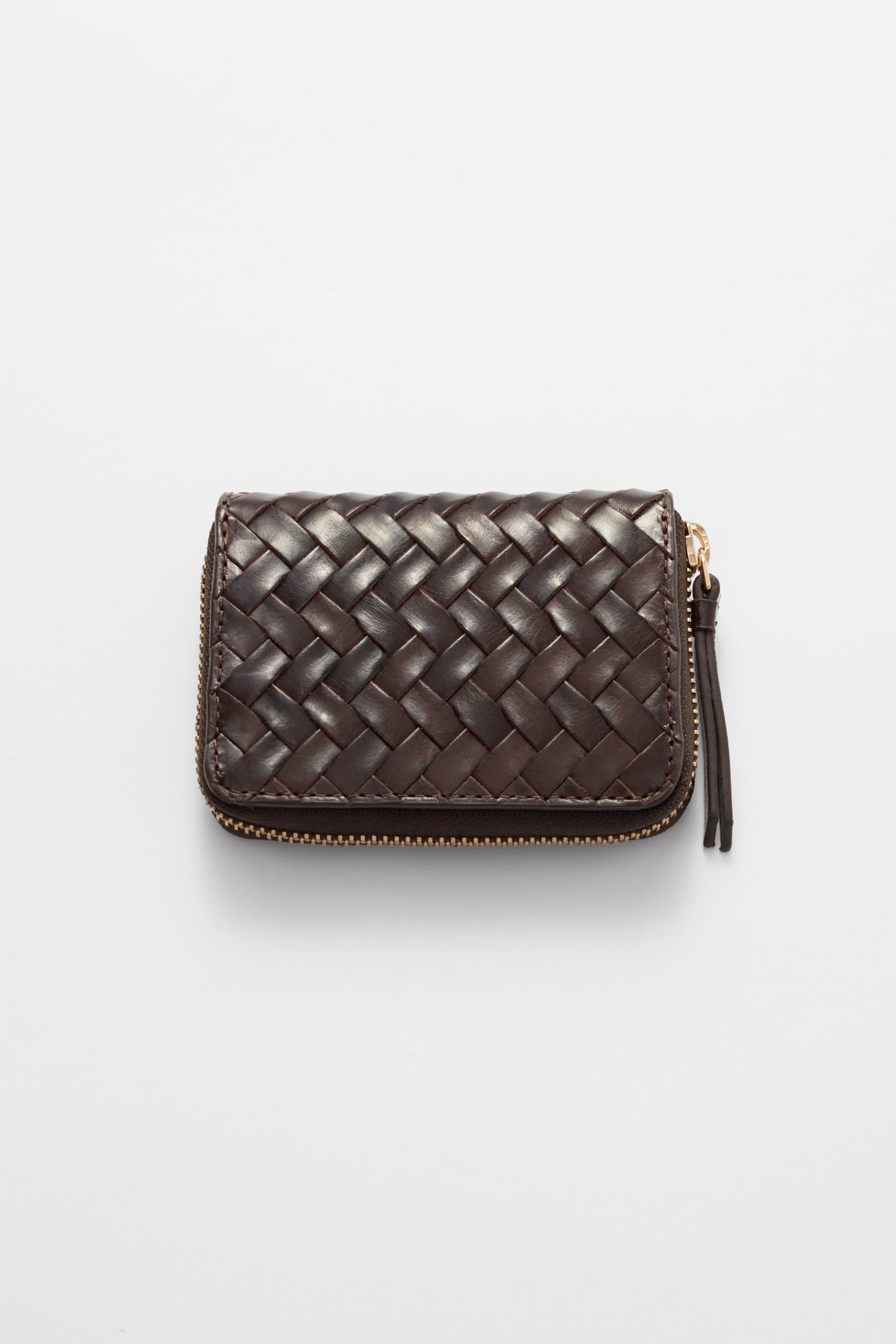 Braided Leather Wallet - Brown/Black - 1