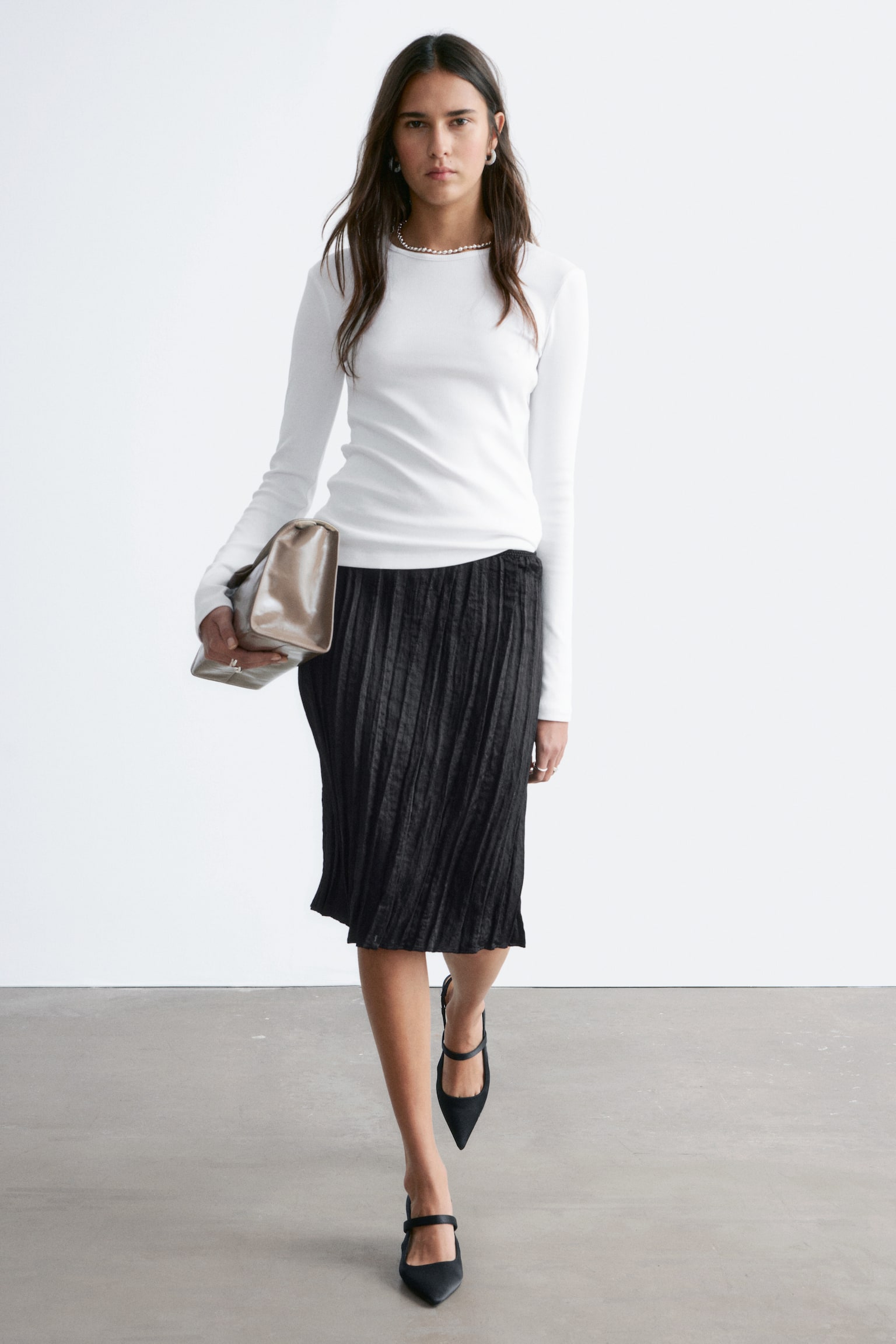 Haut côtelé à manches longues - Blanc/Marron foncé/Rayures beiges/noires/Black/Rayures brunes et blanches/Gris clair/Vert foncé - 5