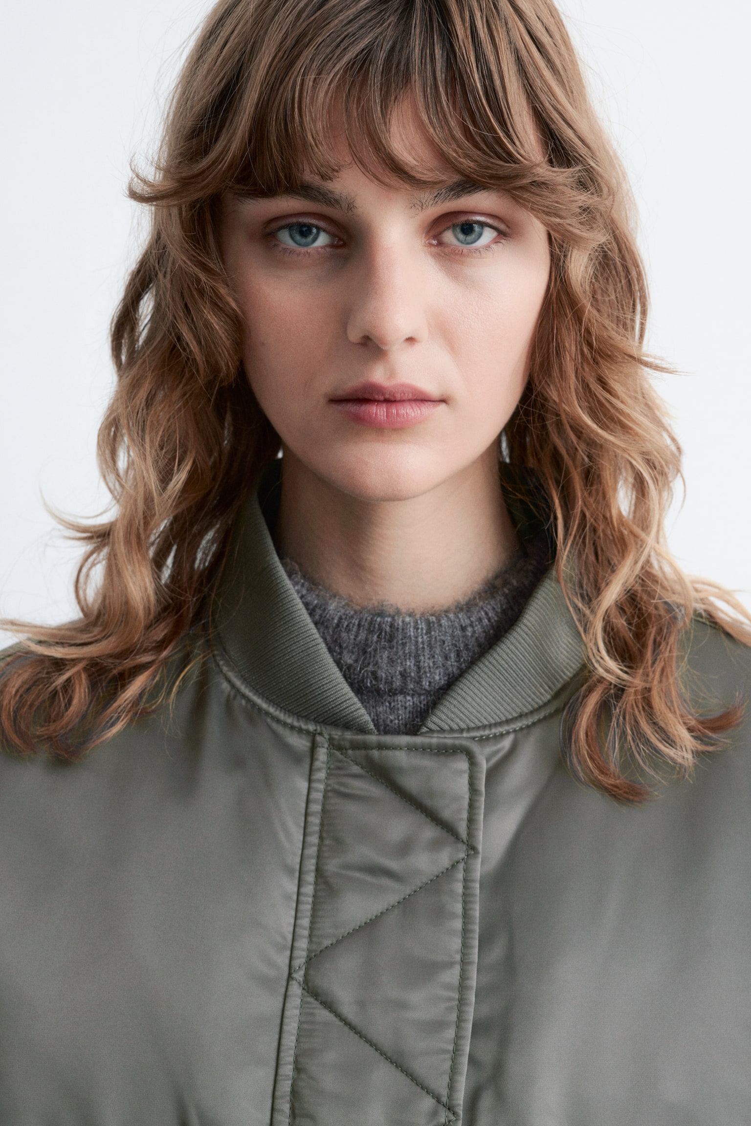 Padded Bomber Jacket - Gris foncé/Beige - 8