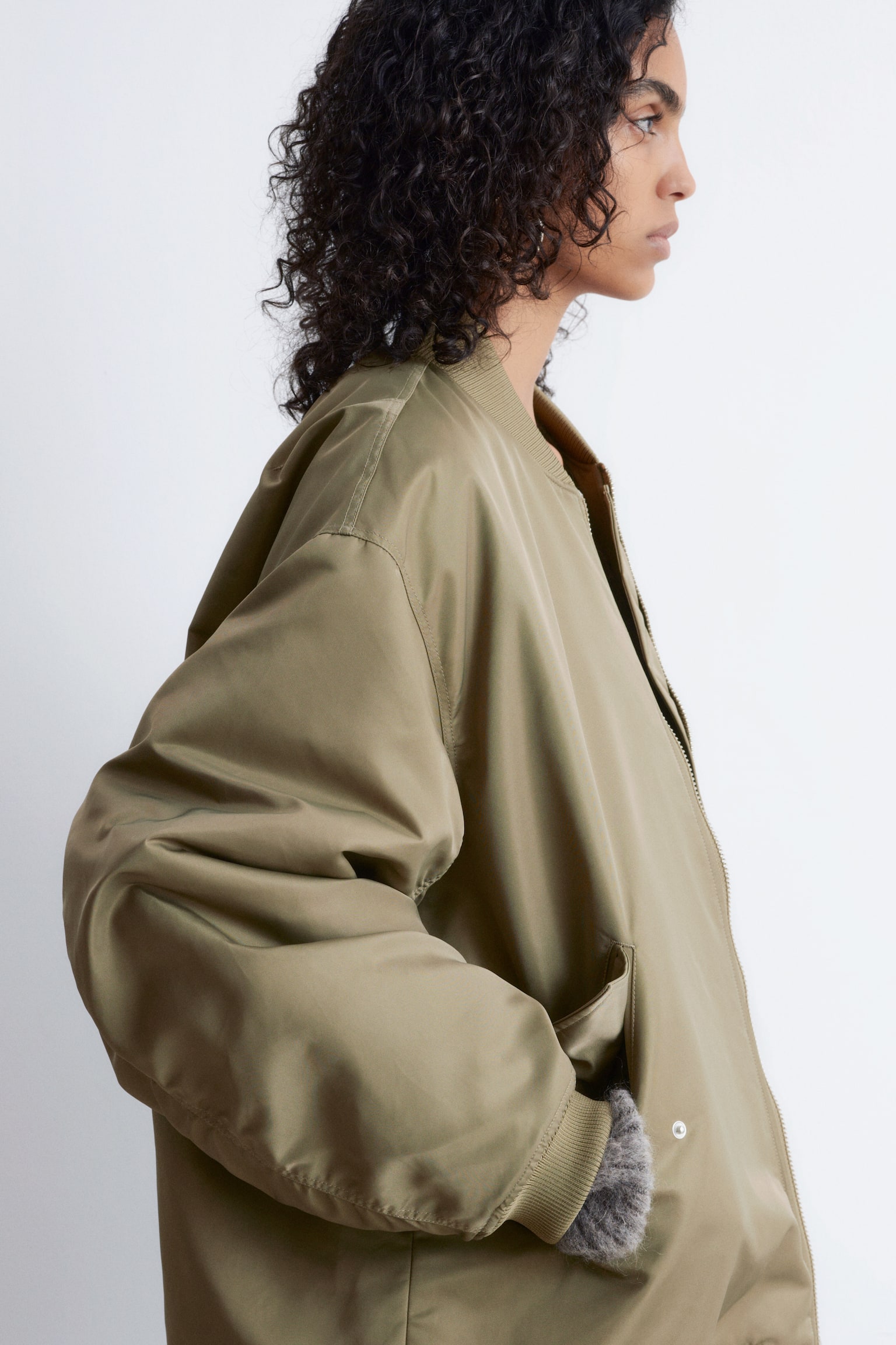 Lange Bomberjacke - Khaki/Khaki - 8