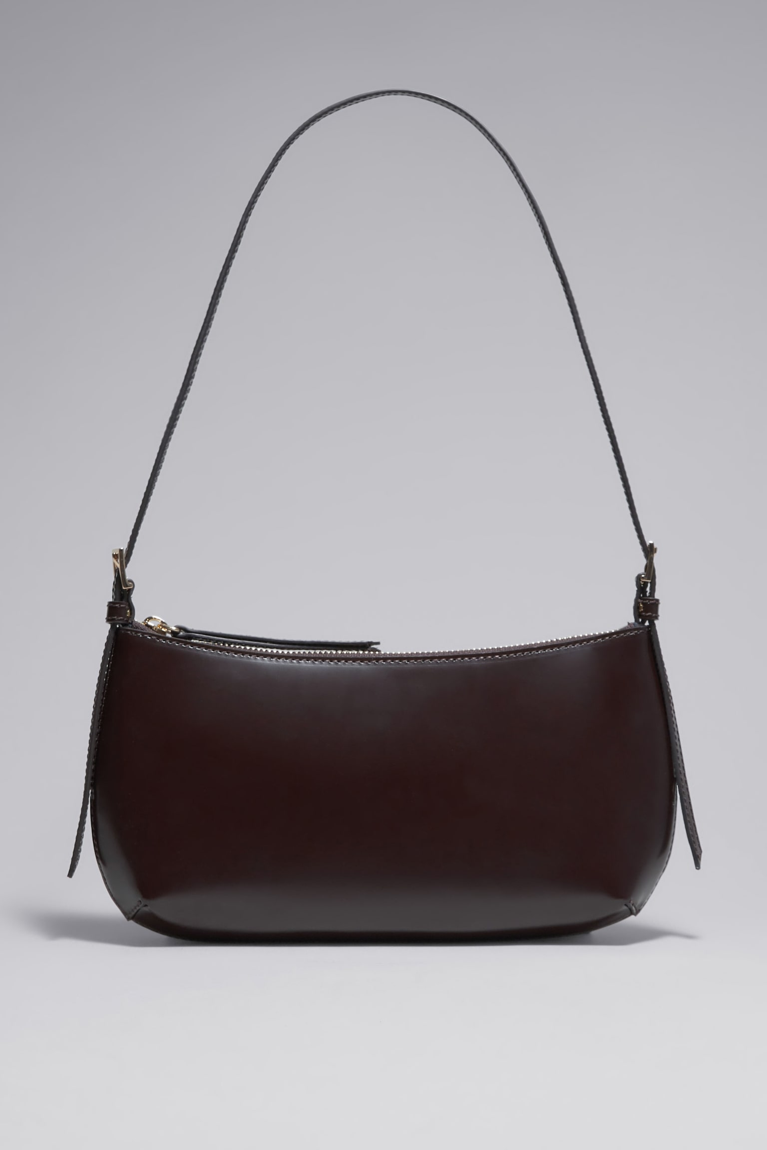 Petit Leather Shoulder Bag - Mahogany/Black/Grey - 2