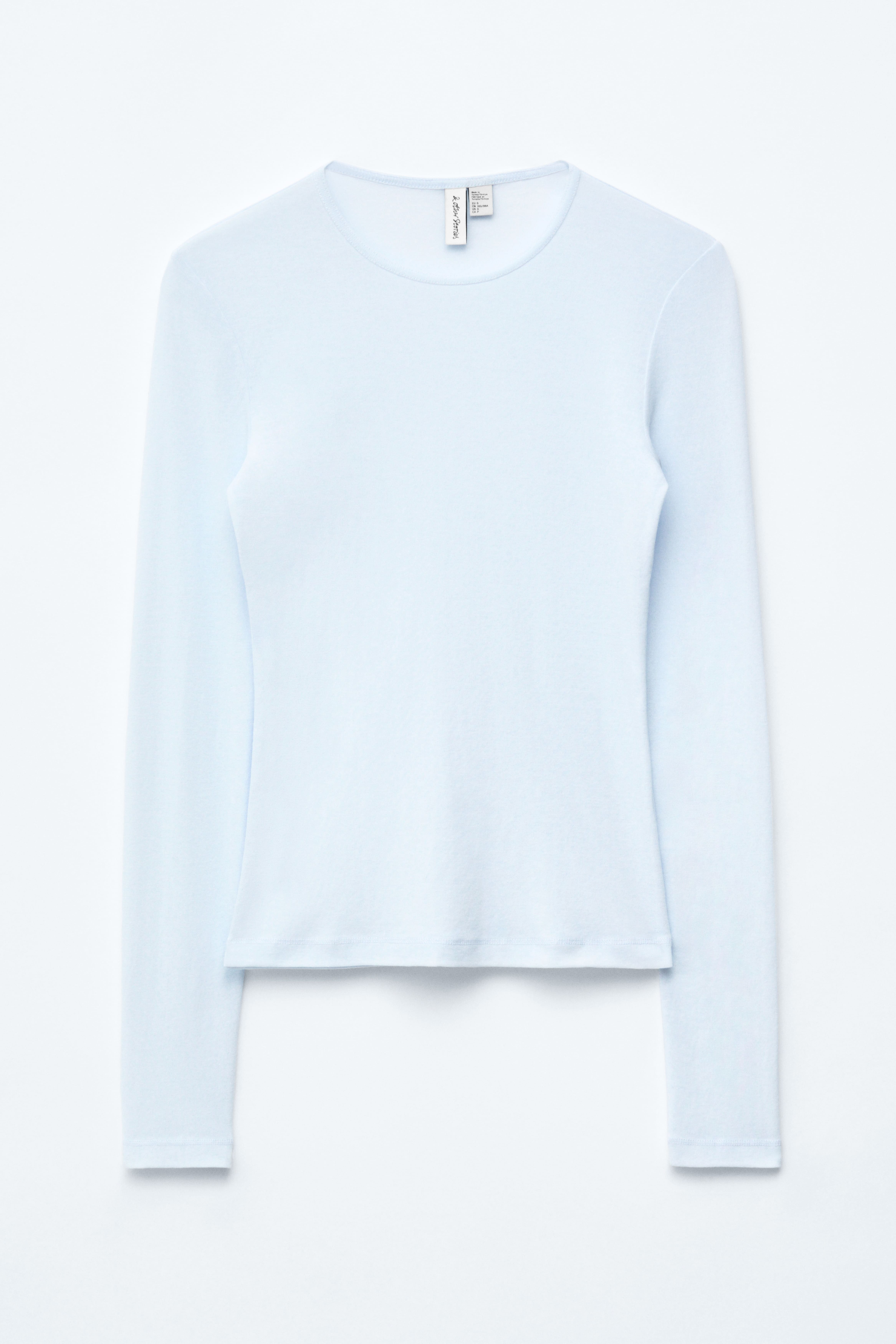 Sheer Long-Sleeve Top - Light Blue