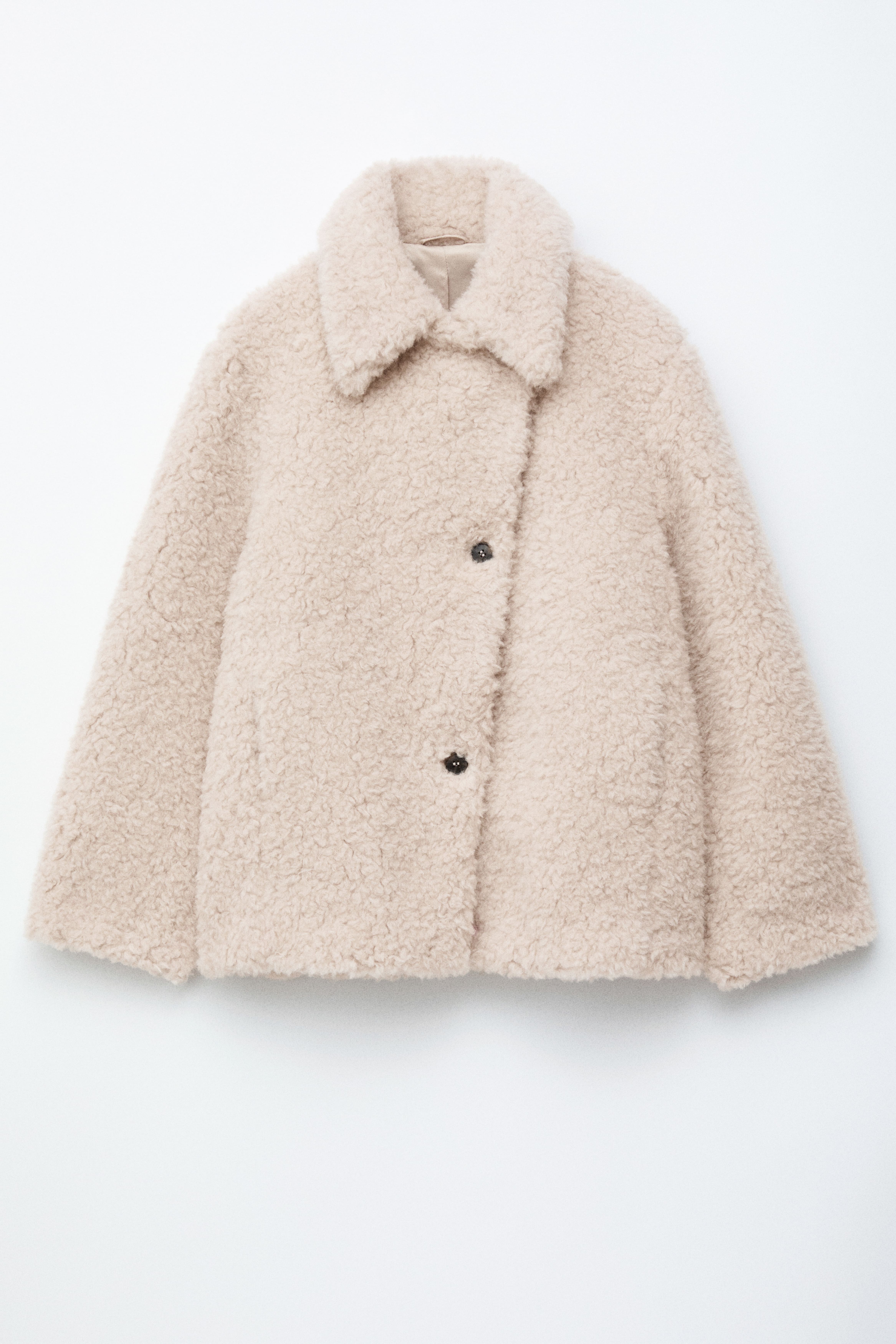 Kunstfelljacke aus Woll-Mix - Beige