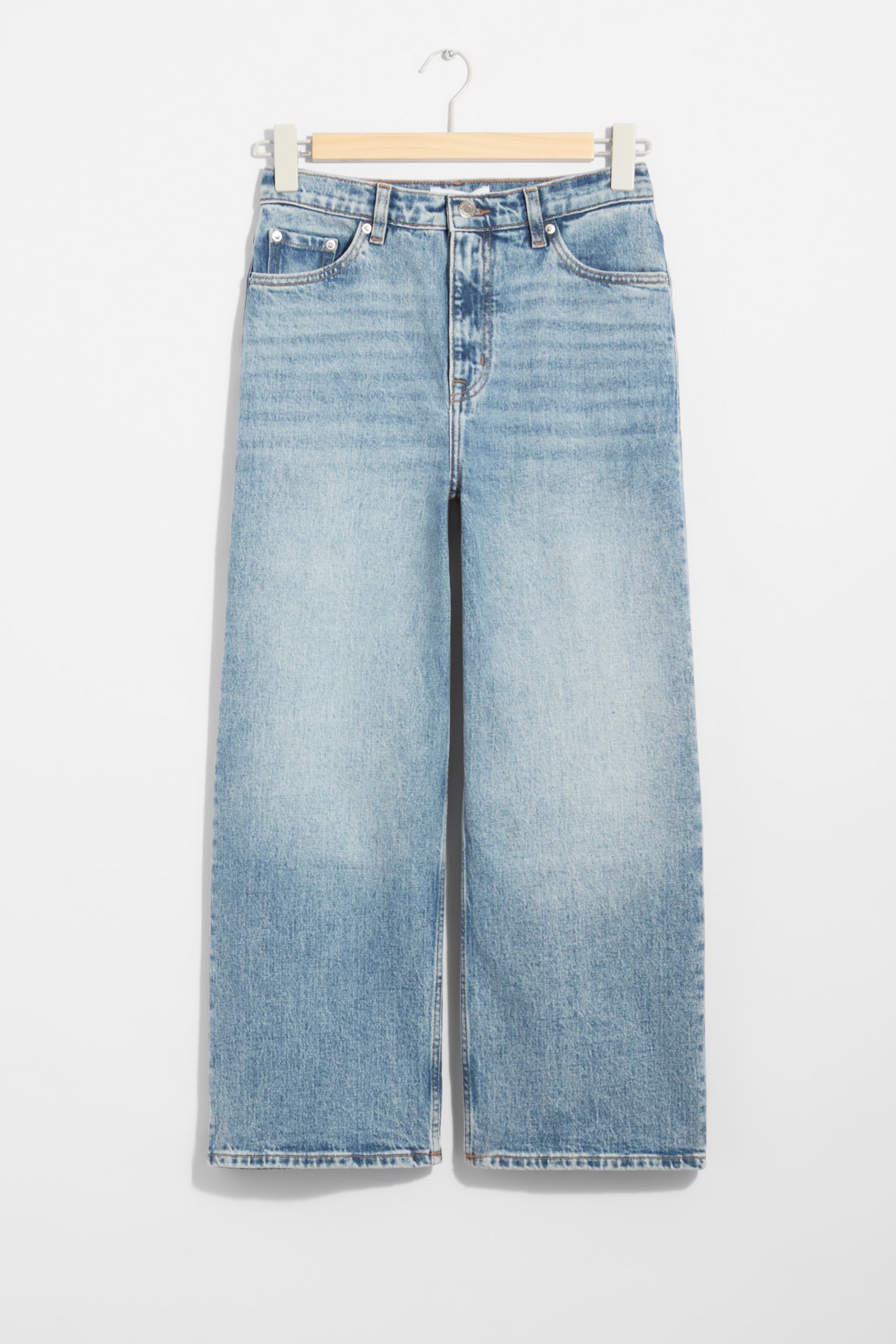 Wide Cropped Jeans - Dusty Blue/Light Beige/Mid Blue/Black - 2