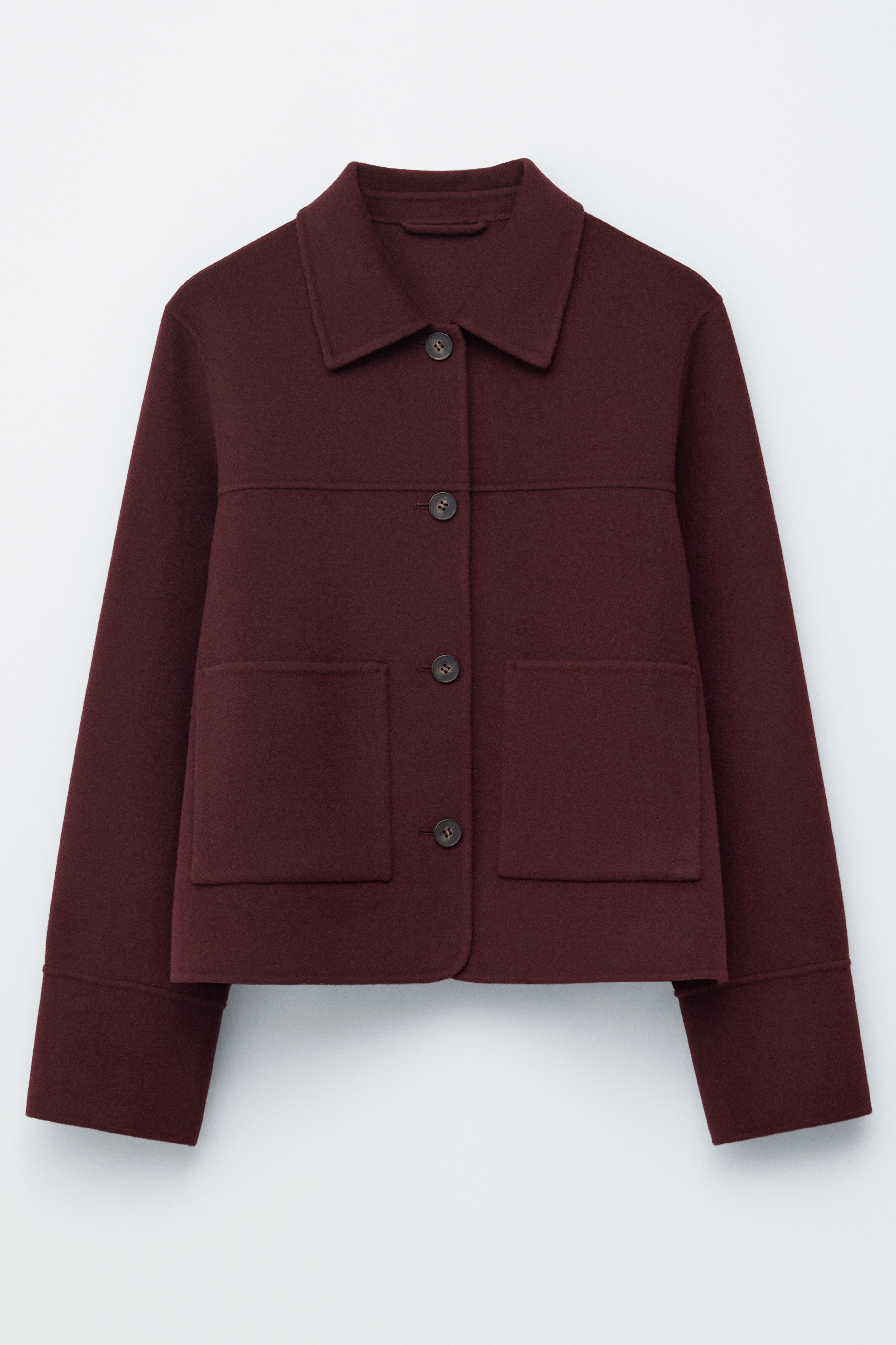 Giacca in lana con colletto - Rosso scuro/Grigio