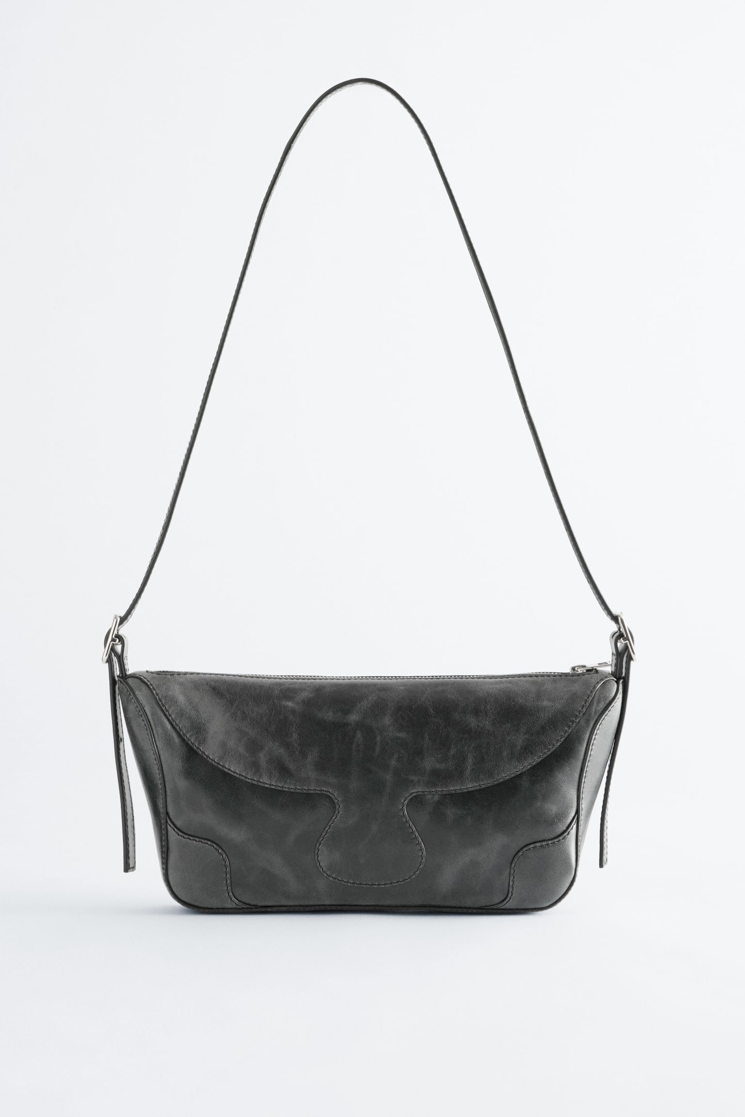 Borsa a tracolla rettangolare - Pelle nera/Pelle scamosciata verde kaki