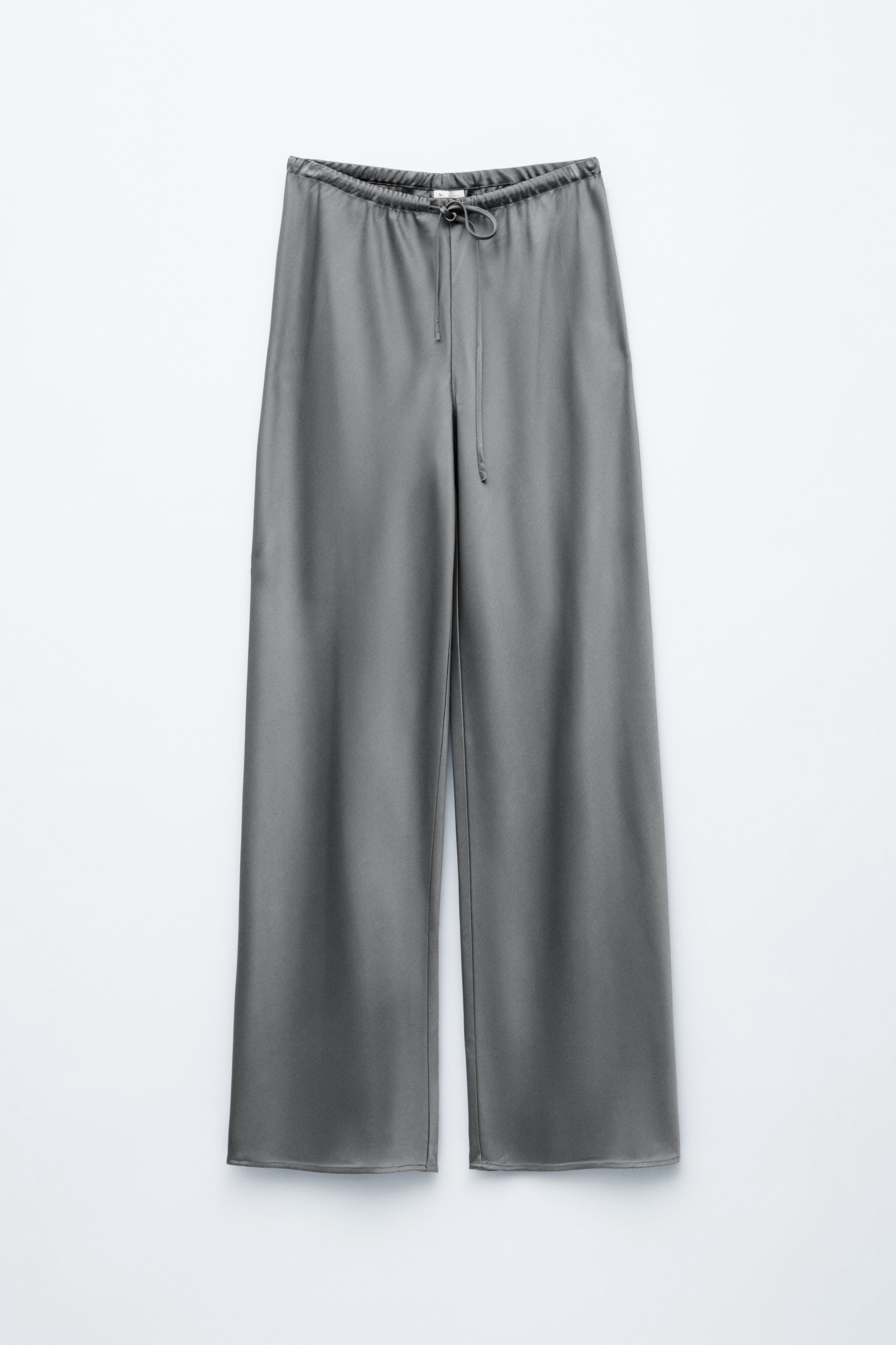 Pantaloni in raso con coulisse - Grigio/Nero
