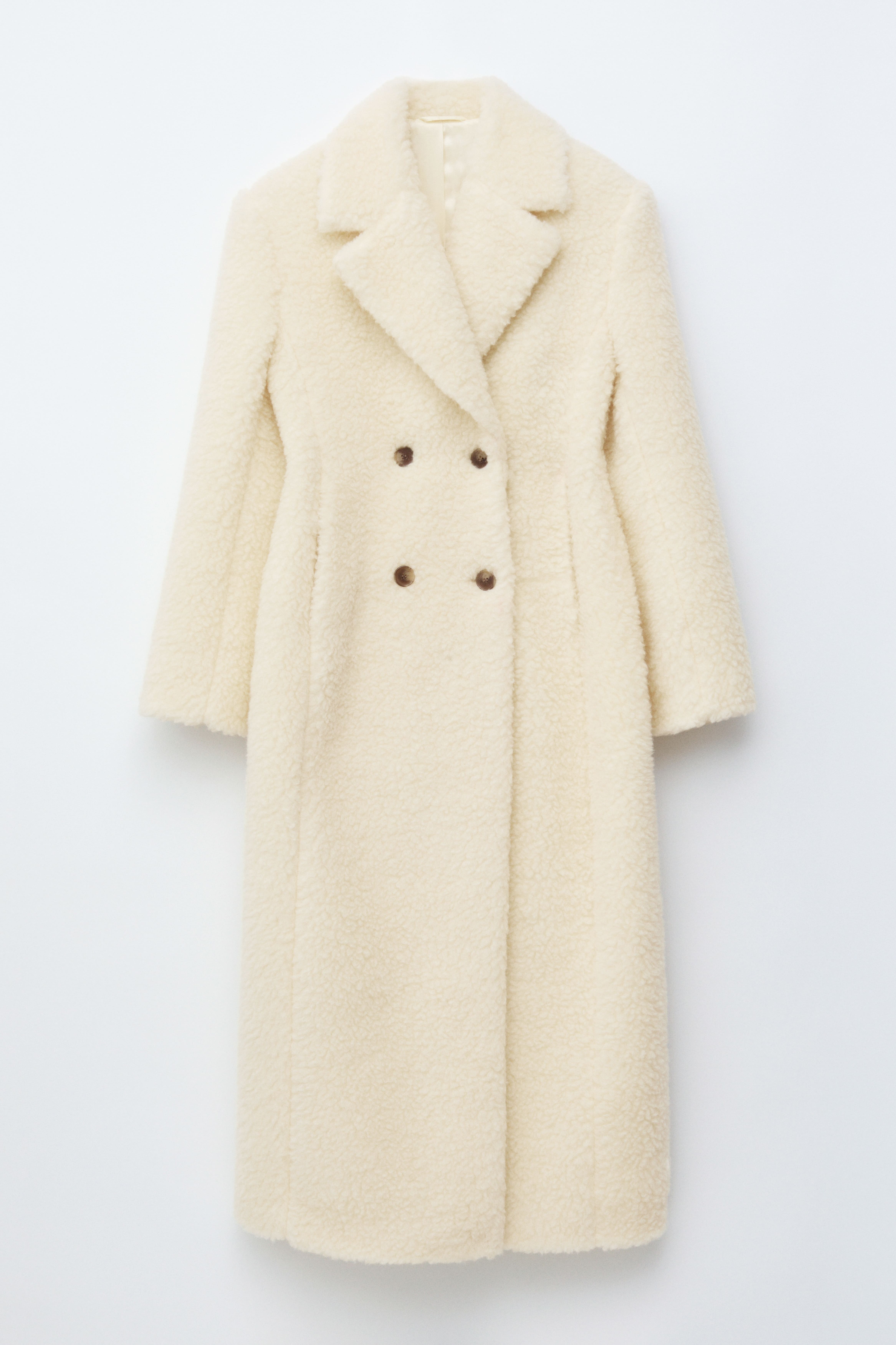 Maxi cappotto in shearling di lana - Bianco/Grigio