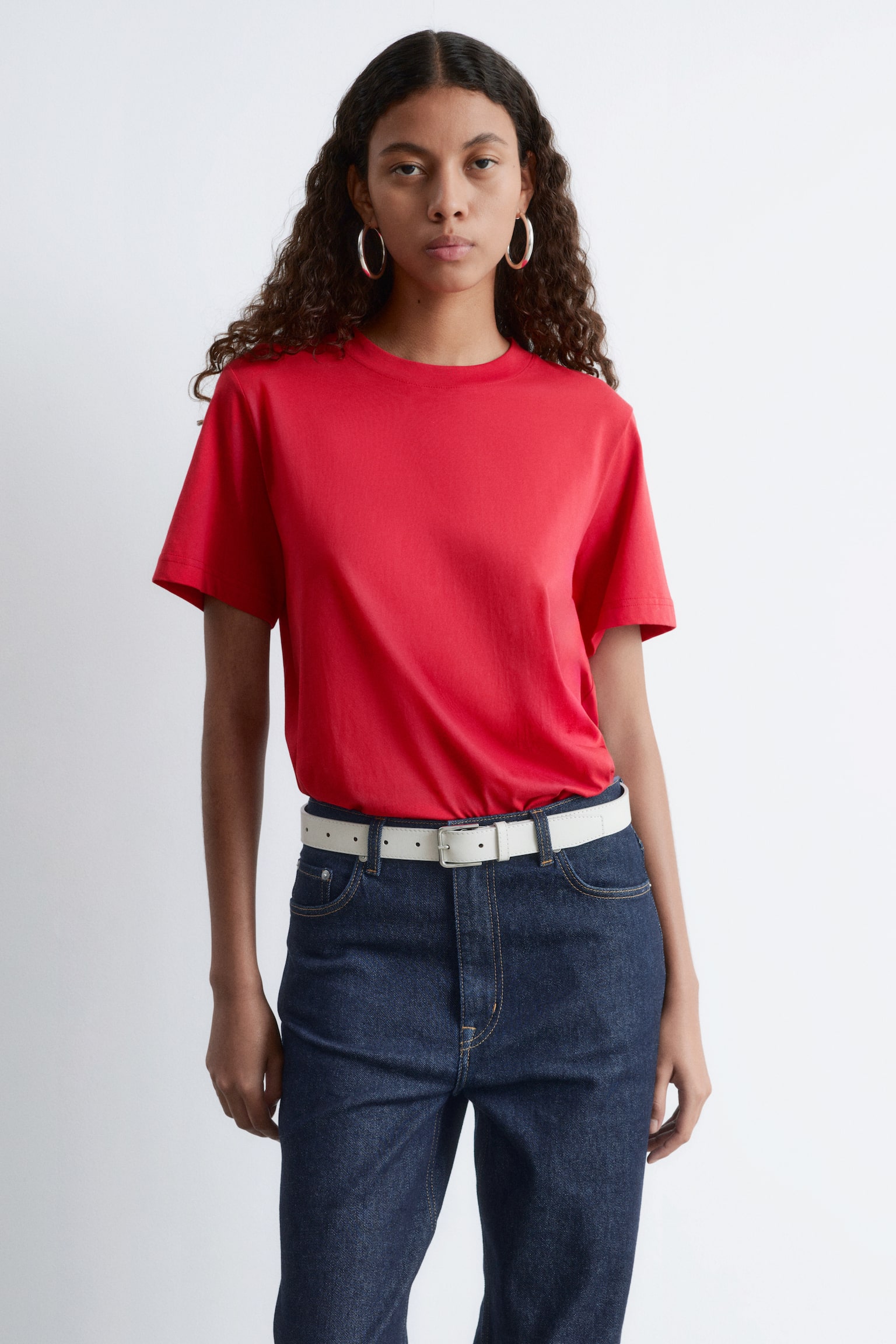 T-shirt met ronde hals - Rood/Donkergrijs gemêleerd/Lichtgroen/Beige/Wit/Zwart/Taupe - 1