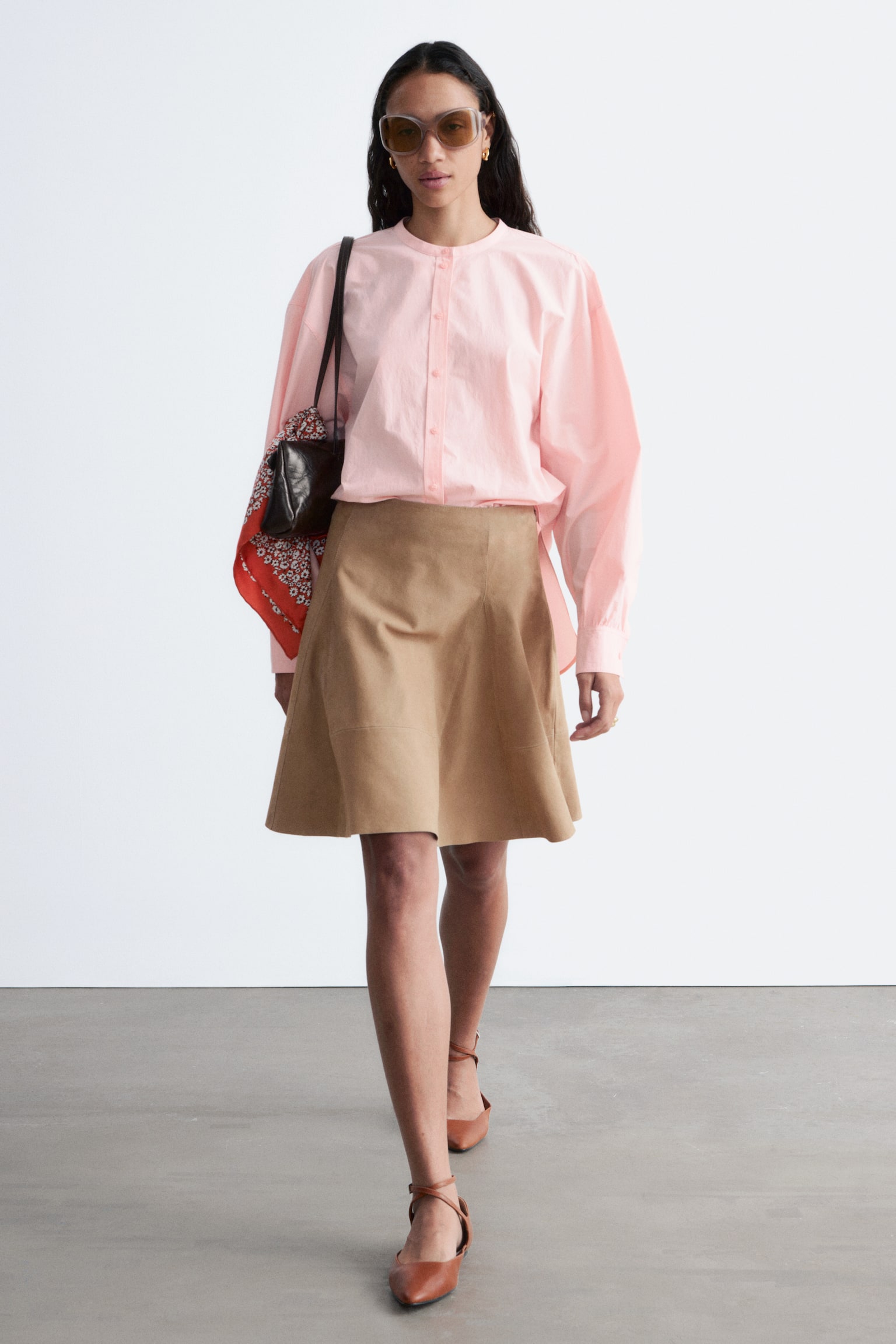 Cămașă supradimensionată din bumbac - Roz deschis/Albastru/Carouri/Negru în carouri/Alb - 4