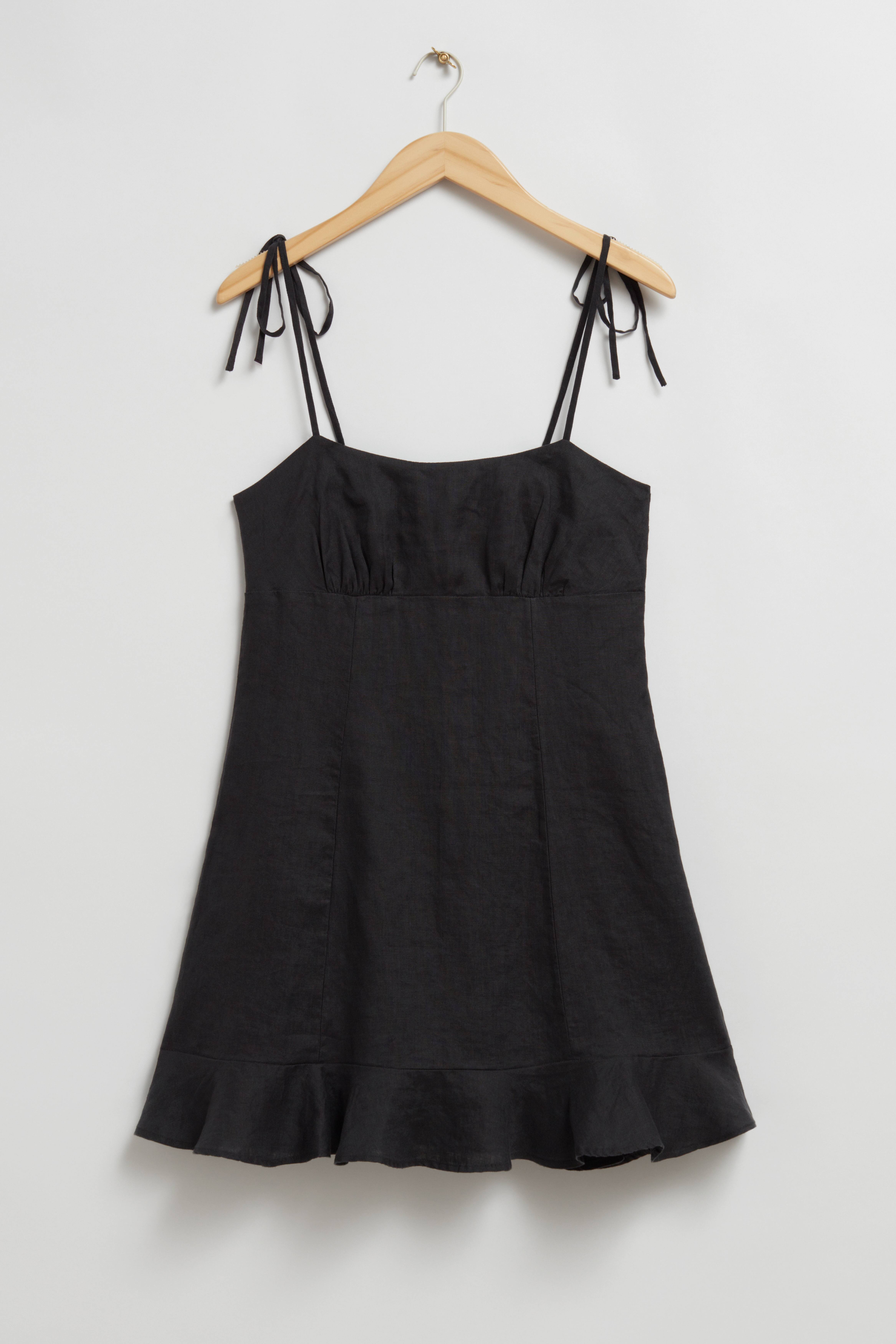 Summer Slip Dress/Linen Dress/Black Dress/Little high quality Black Dress/Beach Dress/Black Mini Dress/Spaghetti Stripes Dress/Linen Mini Dress/F2349