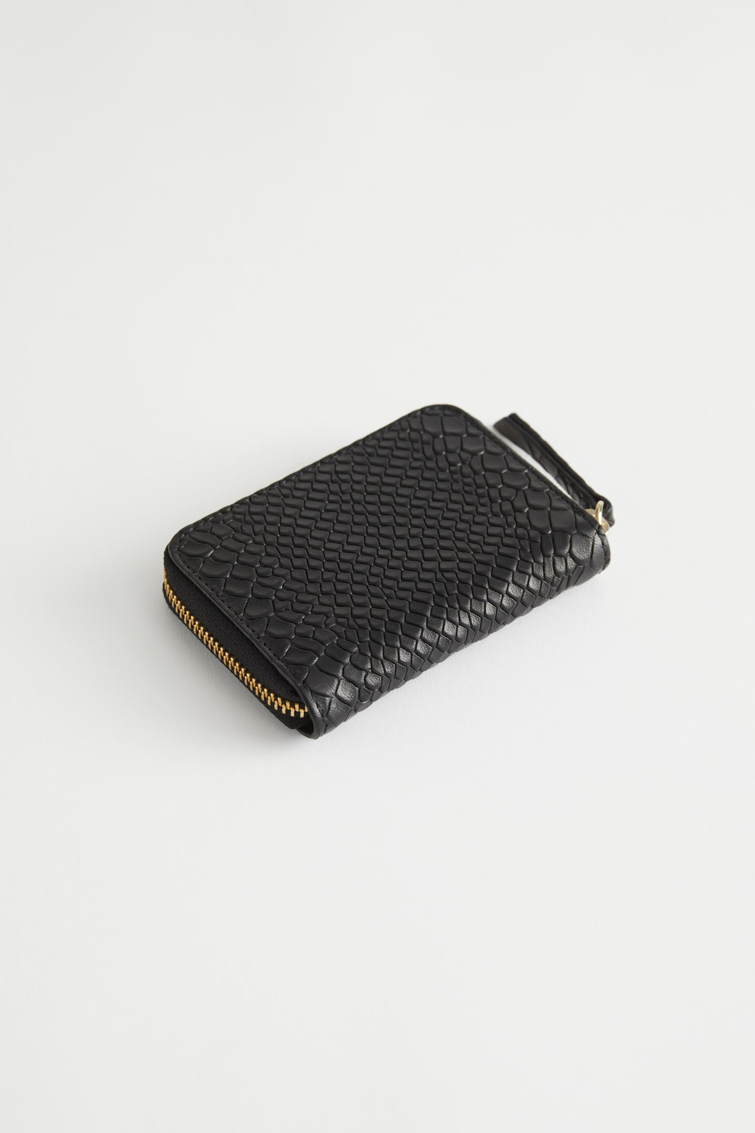 Snake Embossed Leather Wallet - Black/Cream - 2