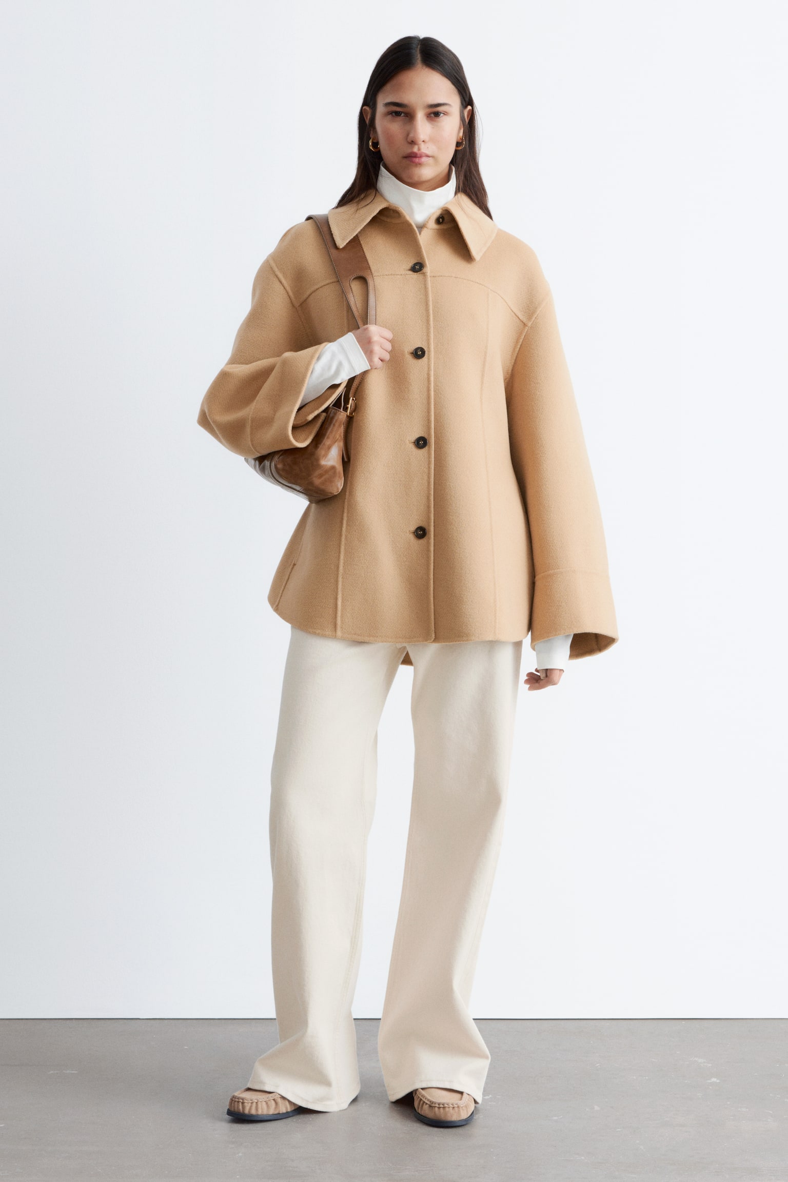 Veste cintrée en laine - Beige/Bleu marine - 1