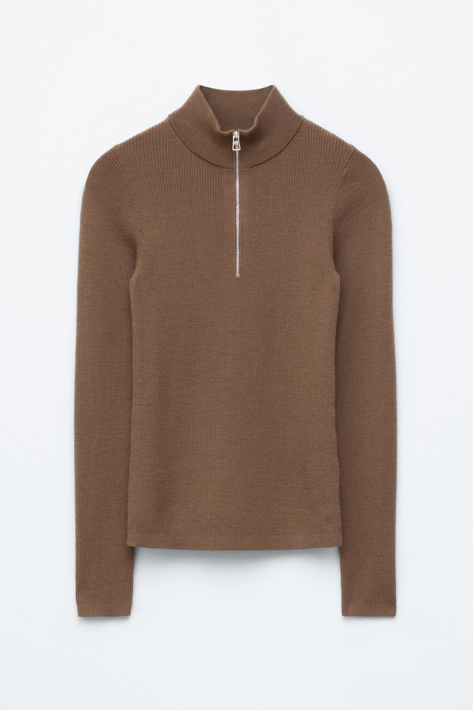 Pullover aus Wolle mit kurzem Reißverschluss - Braun - 2