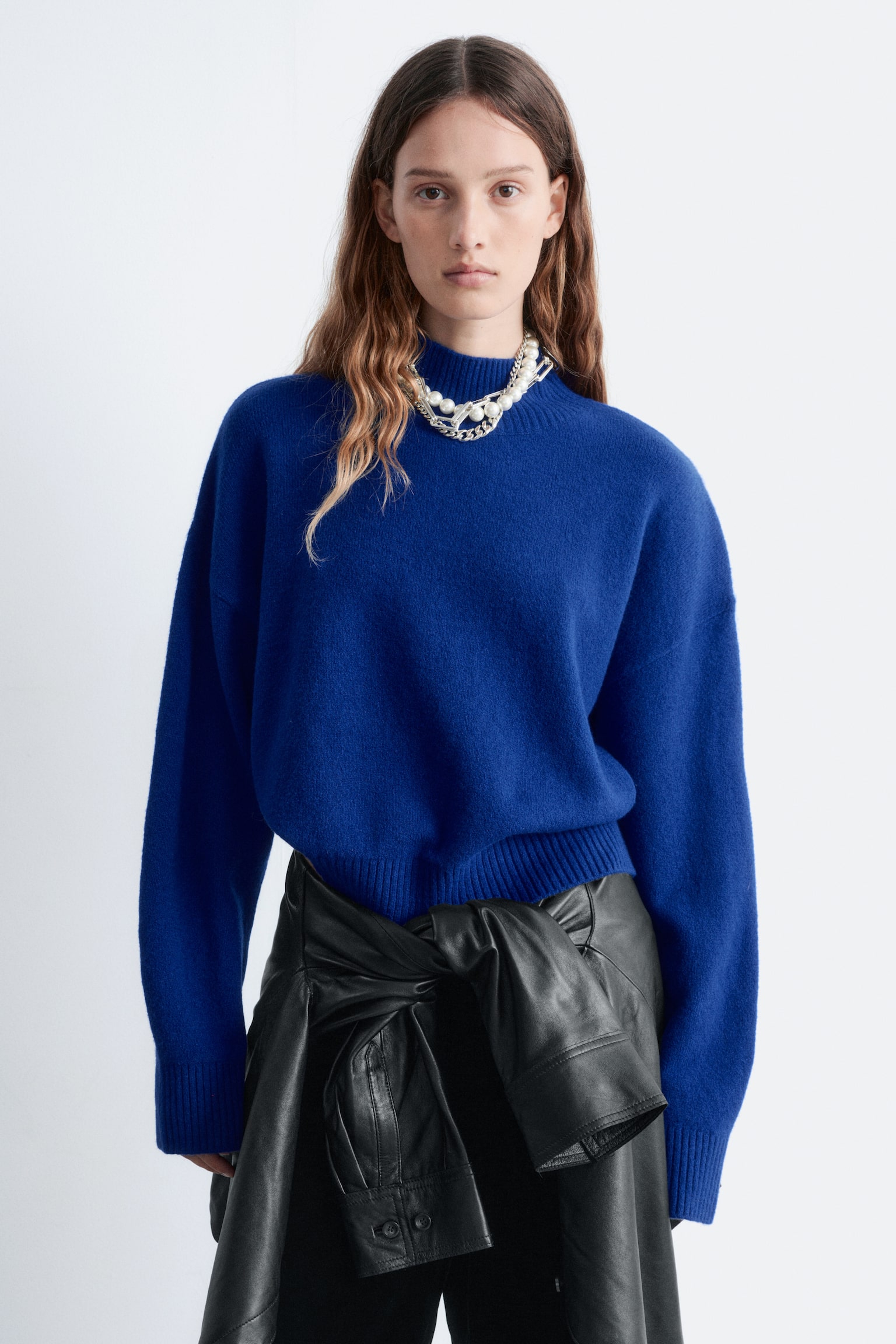 Genser med halv hals - Knallblå/Mørk mole/Rosa/Knallrød/Mørk beige - 1