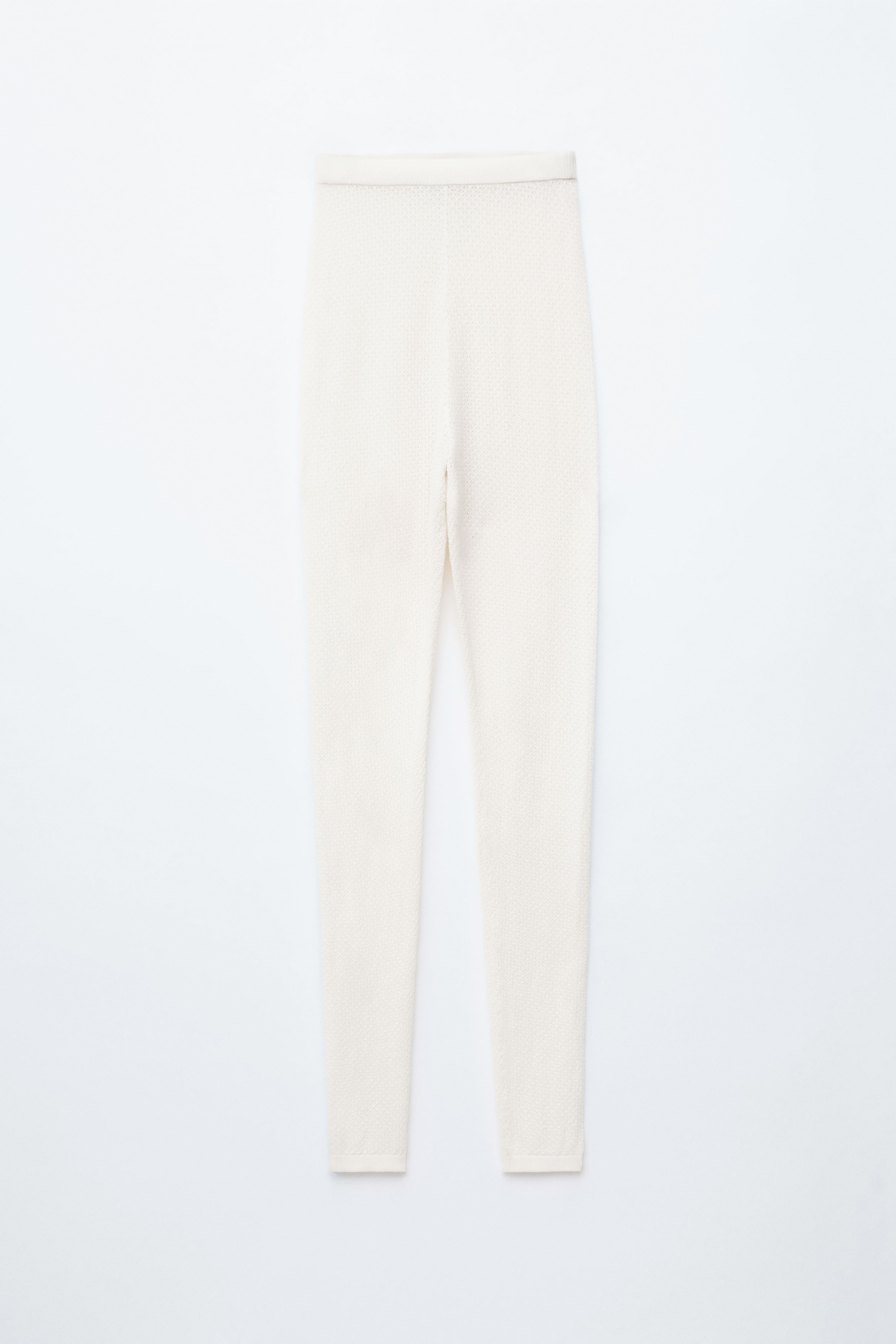 Pointelle-Knit Leggings - Cream
