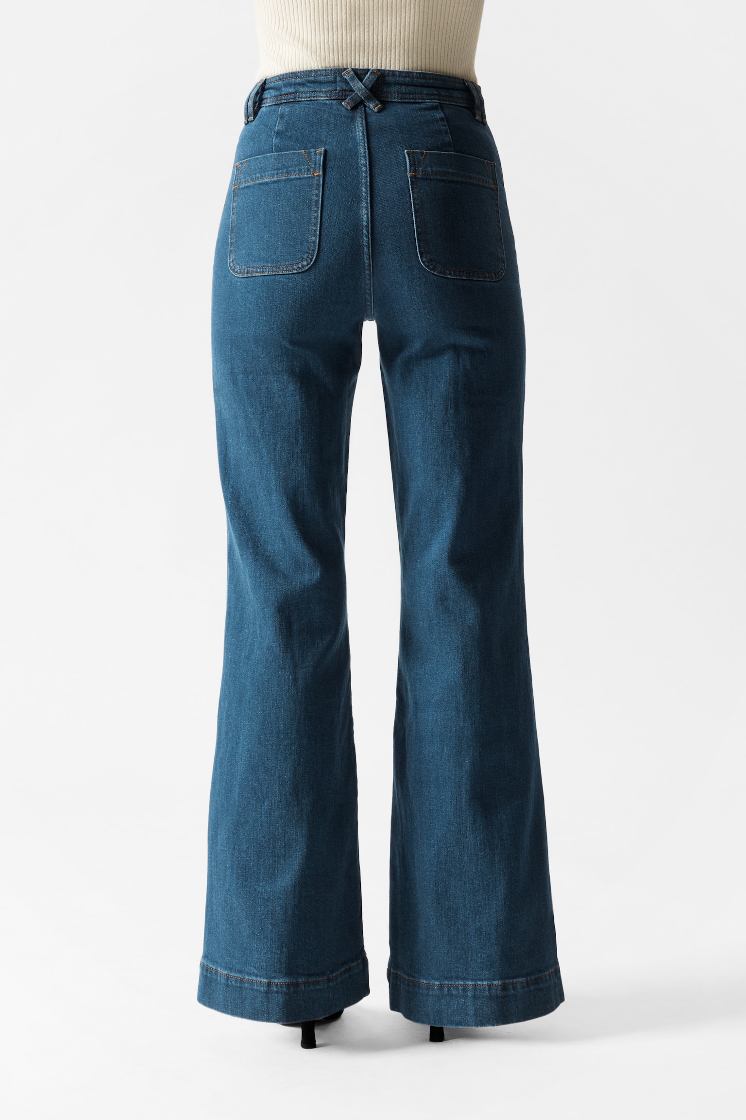 Patch-Pocket Bootcut Jeans - New Blue/Mid Blue - 6