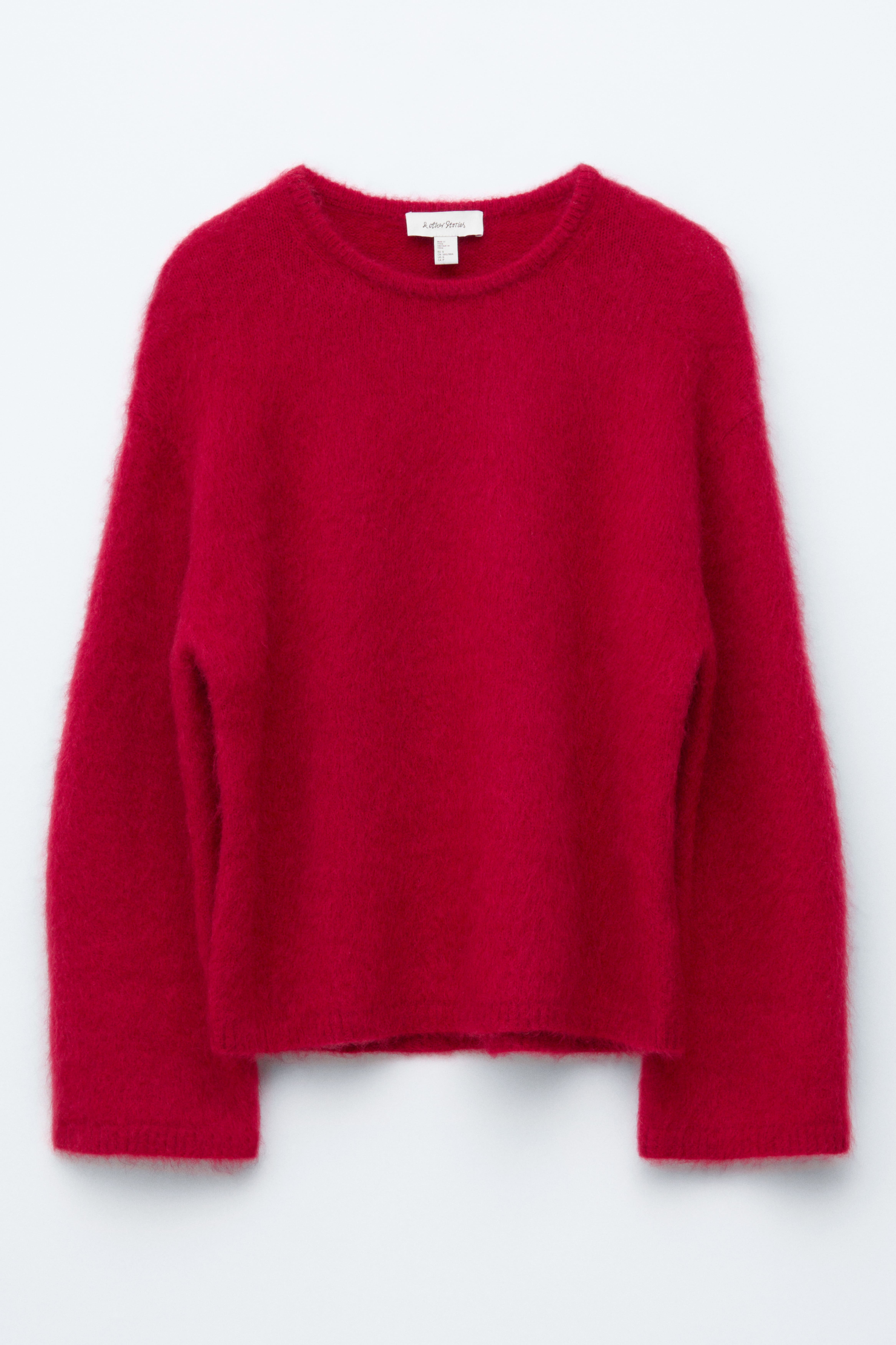 Pullover in misto mohair spazzolato - Rosso intenso/Beige scuro