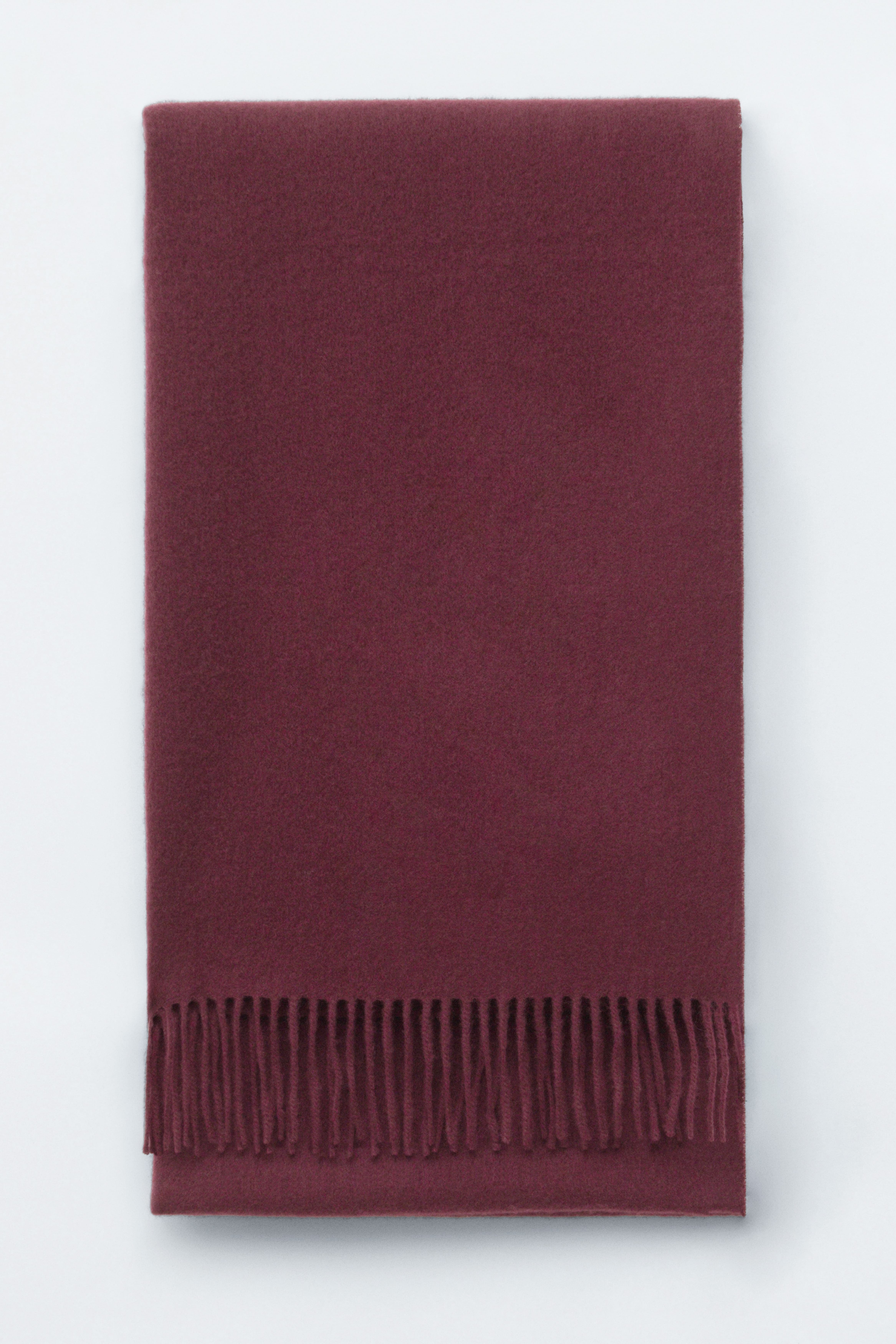 Écharpe frangée en laine - Bordeaux/Beige/Rouge rubis/Gris/Couleur crème