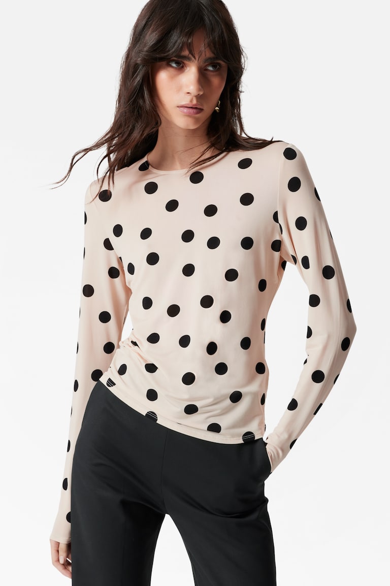 Womens Jumpers Black And White Polka Dot Jumper Long-Sleeve Jersey