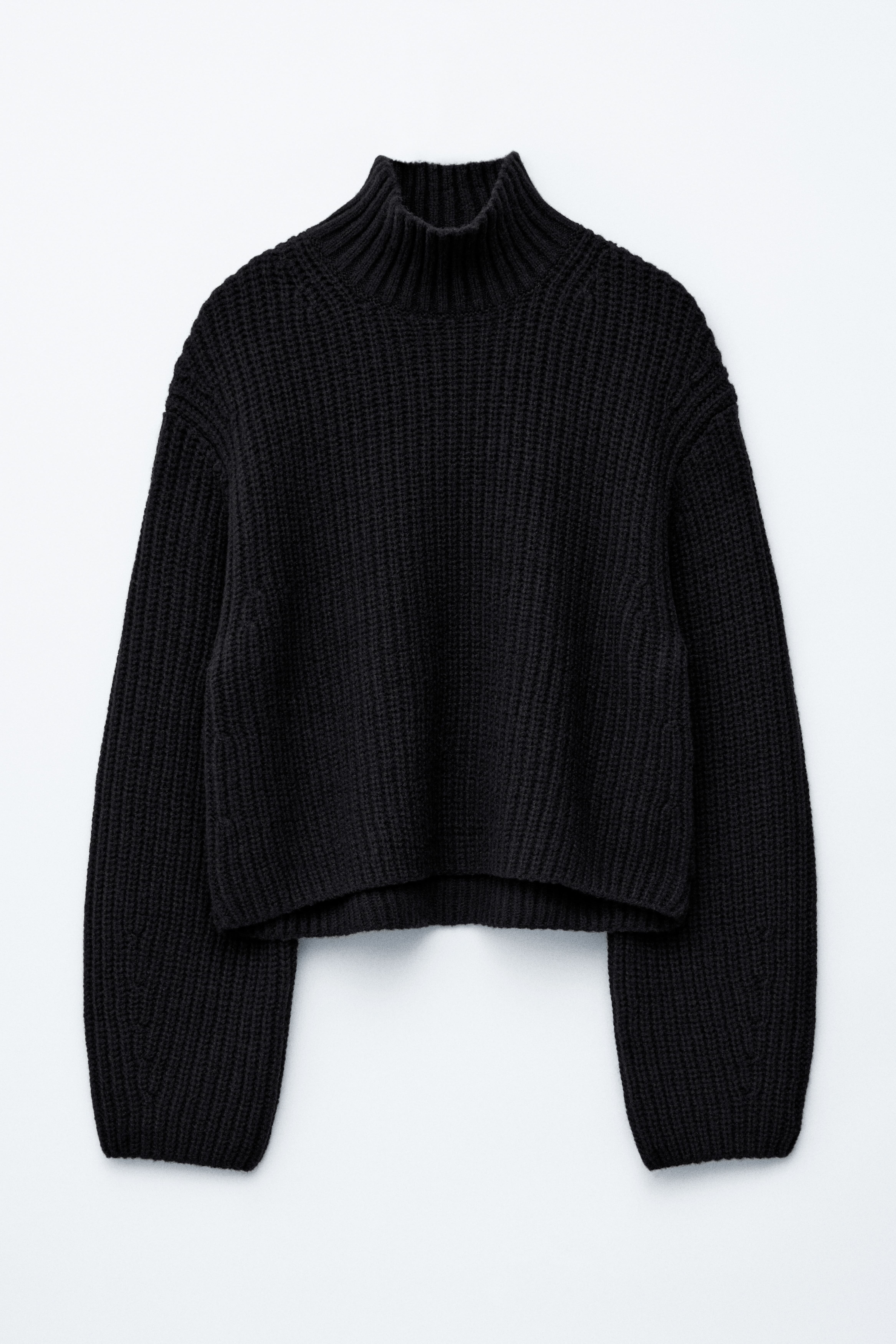 Verkürzter Rollkragenpullover - Schwarz/Weiß